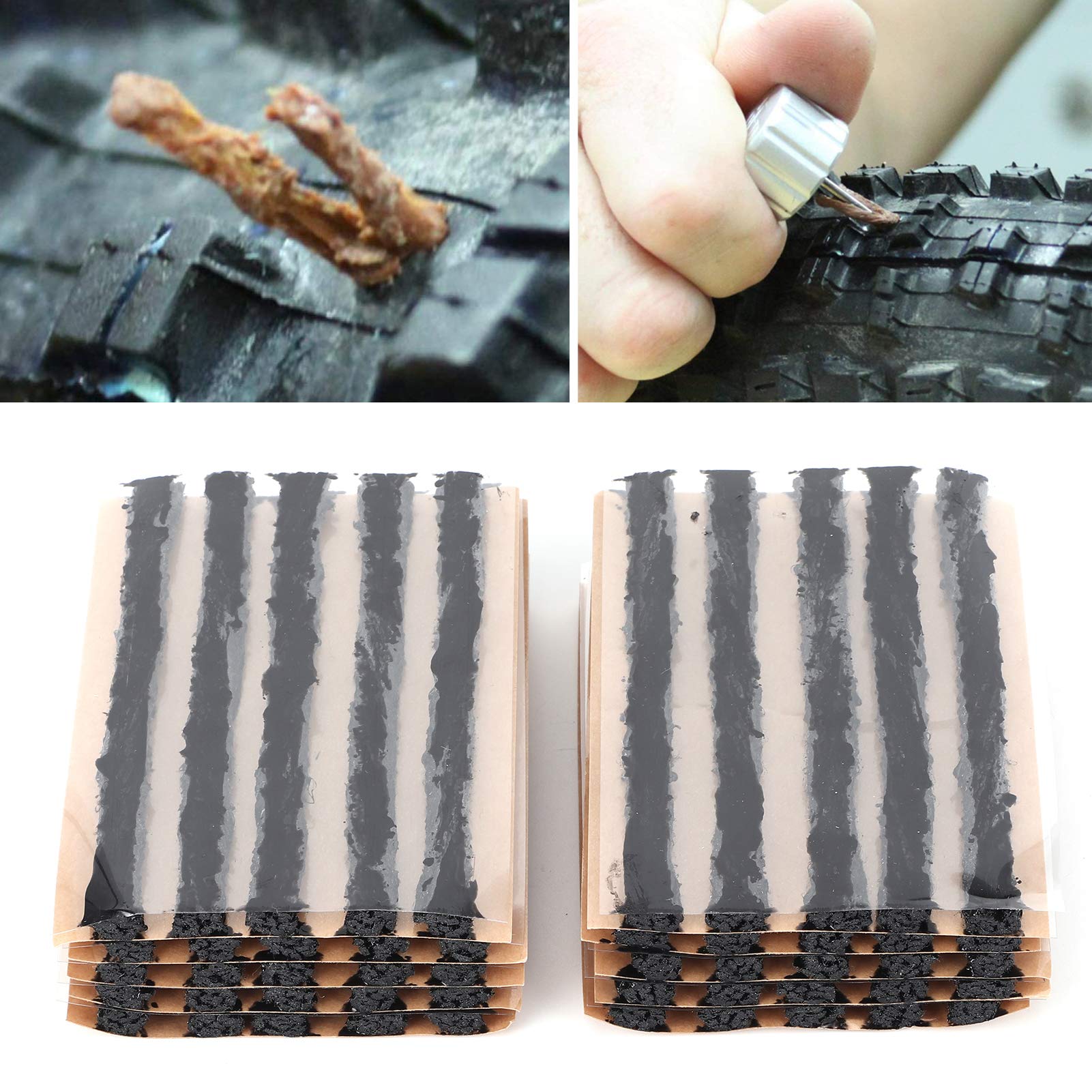 Kit Riparazione Pneumatici Tubeless Aramox – 50 Toppe In Gomma 100x6 Mm Per Auto E Moto, Nero