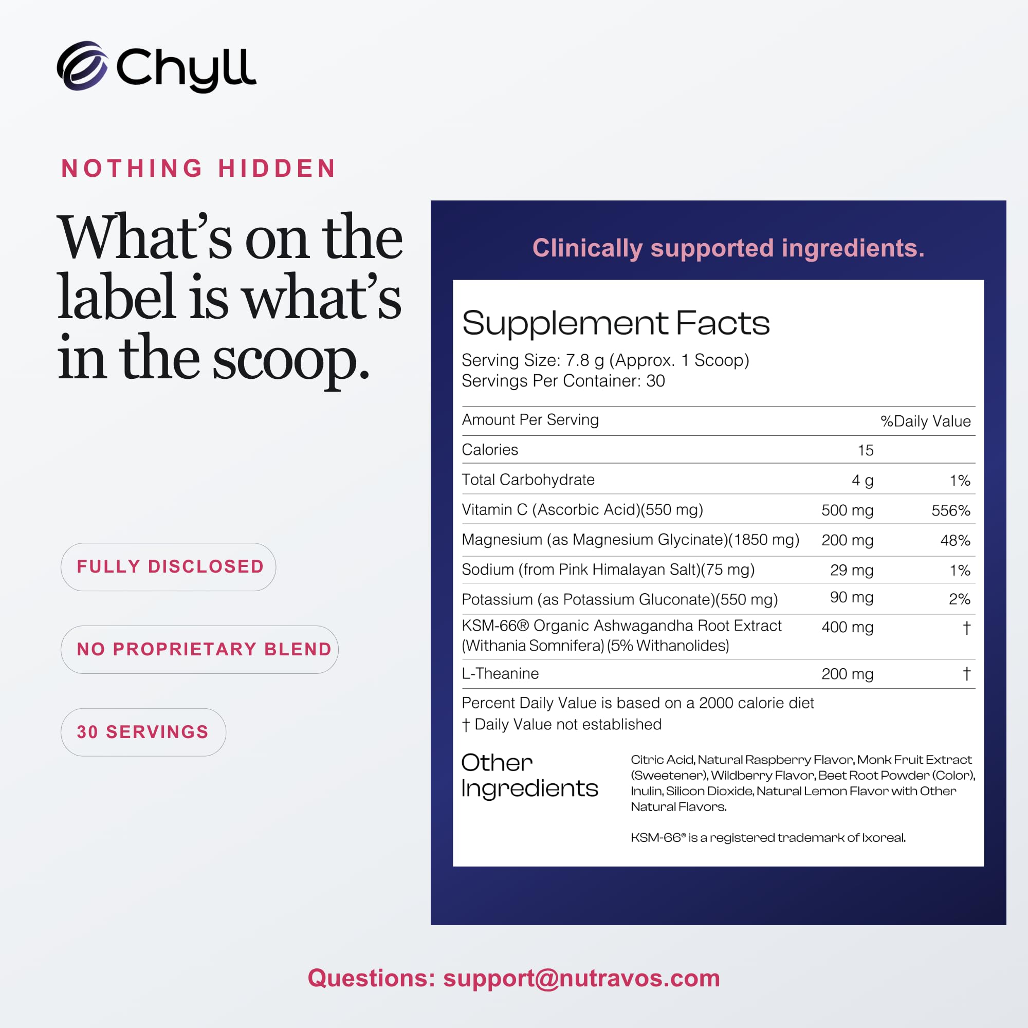 Chyll Cortisol Supplement Drink Mix with Ashwagandha KSM 66, Magnesium Glycinate, L Theanine + Electrolytes | Stress, Sleep, and Focus Support | Raspberry Lemonade | 30 Servings — Amazon image 7