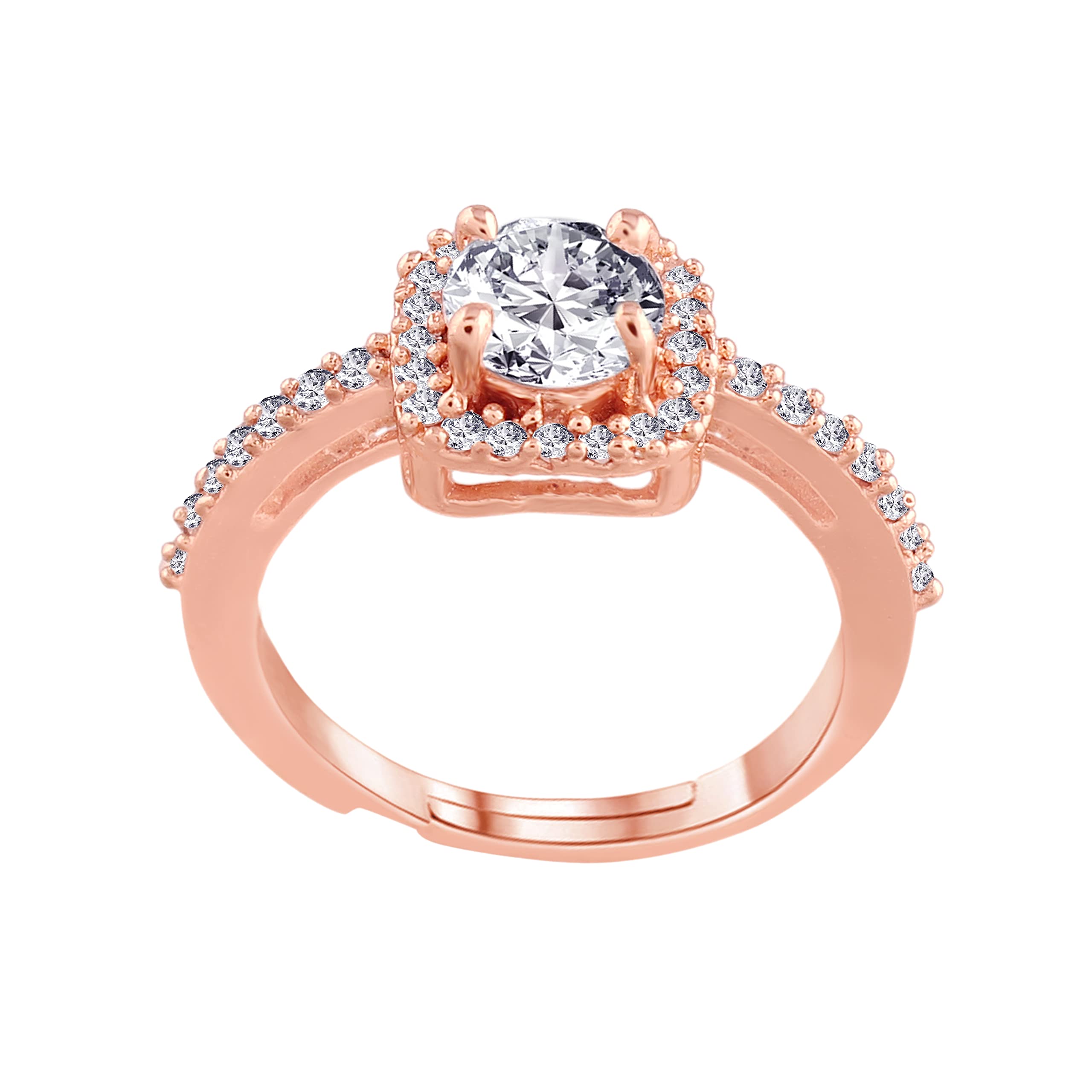 I Jewels Rose Gold Plated Elegant CZ American Diamond Sparkling Adjustable Finger Ring For Women (FL191RG) (B09K3ZL6DD) Amazon Price History, Amazon Price Tracker