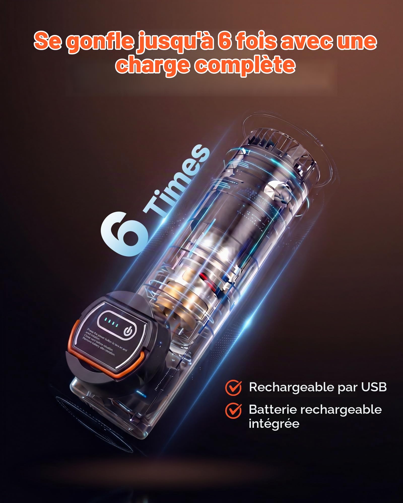 VEVOR Tente Gonflable 8 Personnes Pompe Rechargeable Tente de Camping Beige, pour Randonnée et Pique-niques en Famille, avec Tubes d'Air en TPU, 4 Grandes Fenêtres en Maille, Sac de Transport Portable