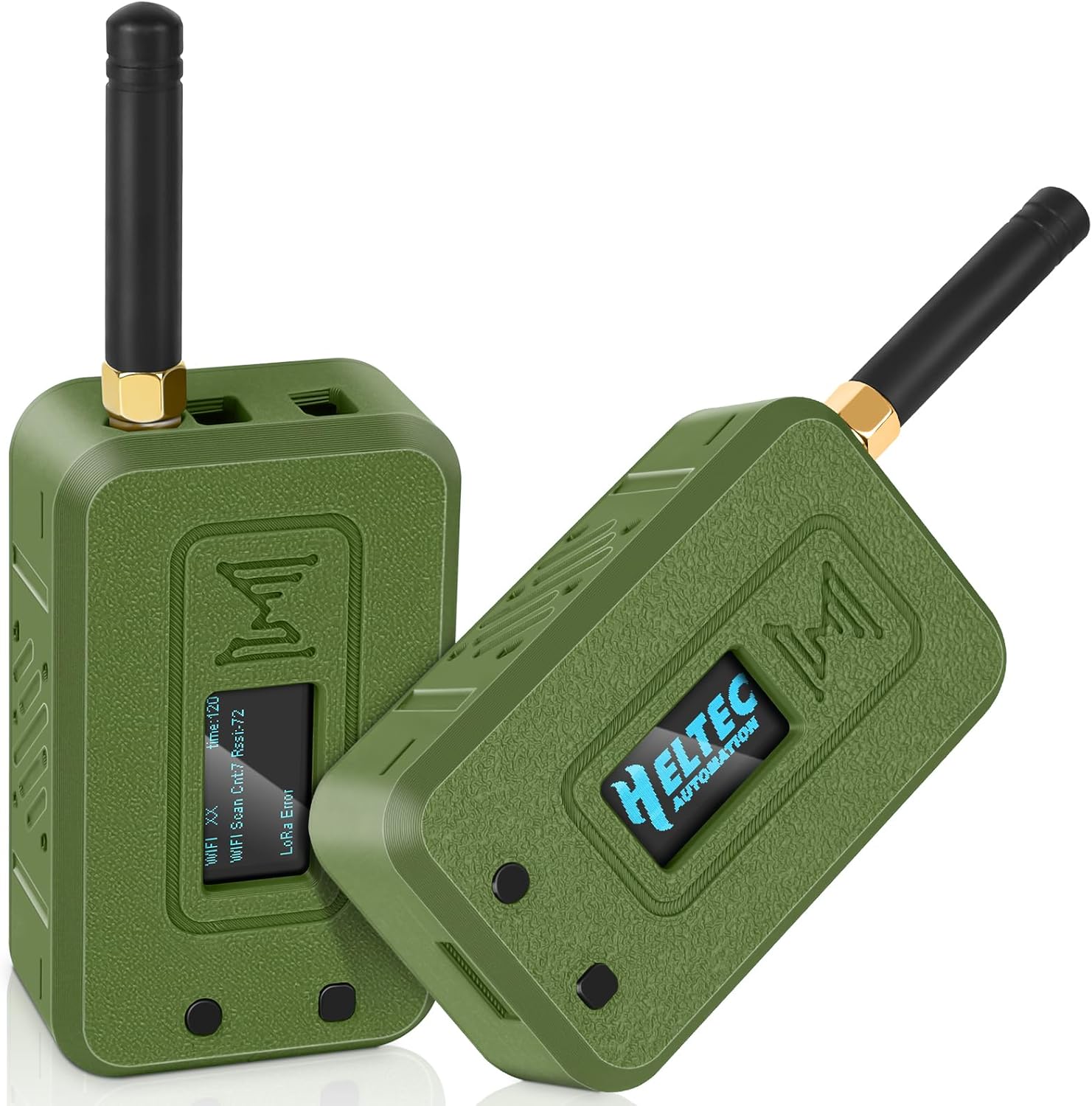 2 Set ESP32 LoRa V3 Module Board with 915 MHz Antenna + 3000mAh Battery + Case - WiFi Blue Tooth SX1262 CP2102 0.96” OLED Display Type C for Ar duino Meshtastic IoT (N35, Green)