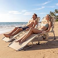 Vista 4 de COSTWAY Silla de salón plegable de playa, silla de bronceado con agujero para la cara, respaldo ajustable de 5 posiciones, almohada y bolsillo