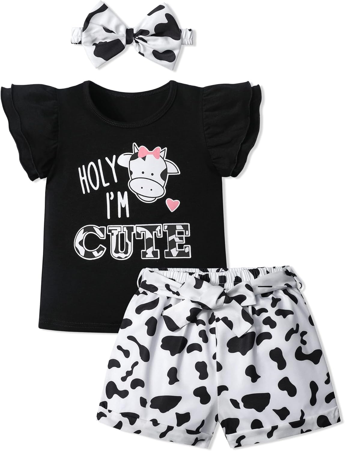 MIGU Toddler Girl Clothes Summer Girls Clothing Sets Girl Stuff T-shirt Shorts Headband 3pcs Sets Gifts…