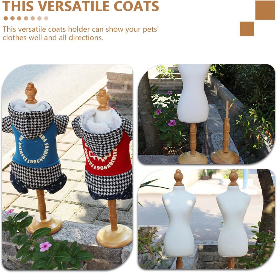 Pet Clothing Display Mannequin Stand for Pet Clothes with Smooth Surface Round Edges Wood and Foam Dress Form Display Holder for Outfit Presentation