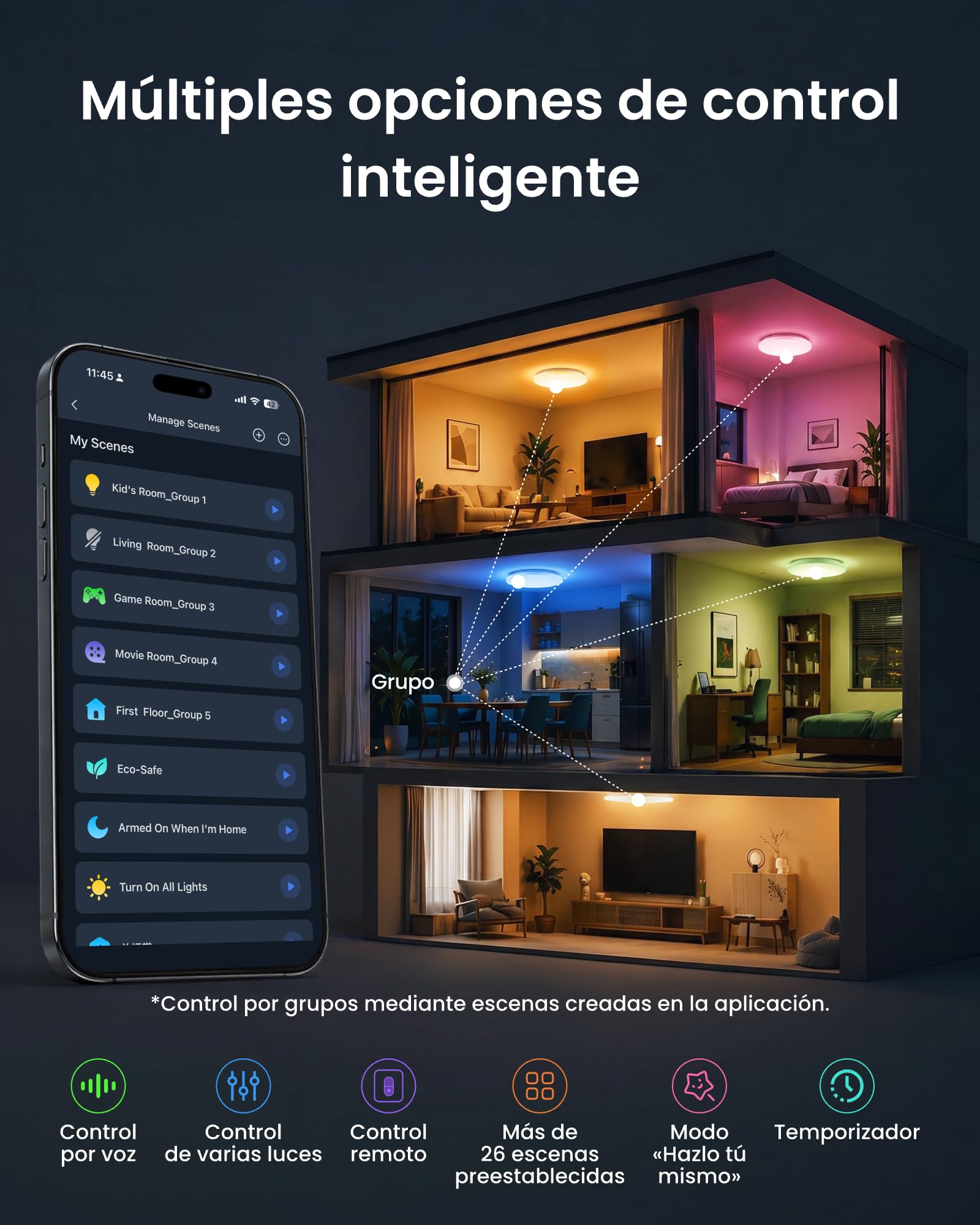 SwitchBot RGBICWW Plafon LED Techo 30cm, Lámpara Techo con certificación Matter 2000LM, 2700K-6500 K, LED Plafón Compatible con Apple Home, Alexa, CRI 90+, Luz Interior para Salón, Dormitorio, Cocina