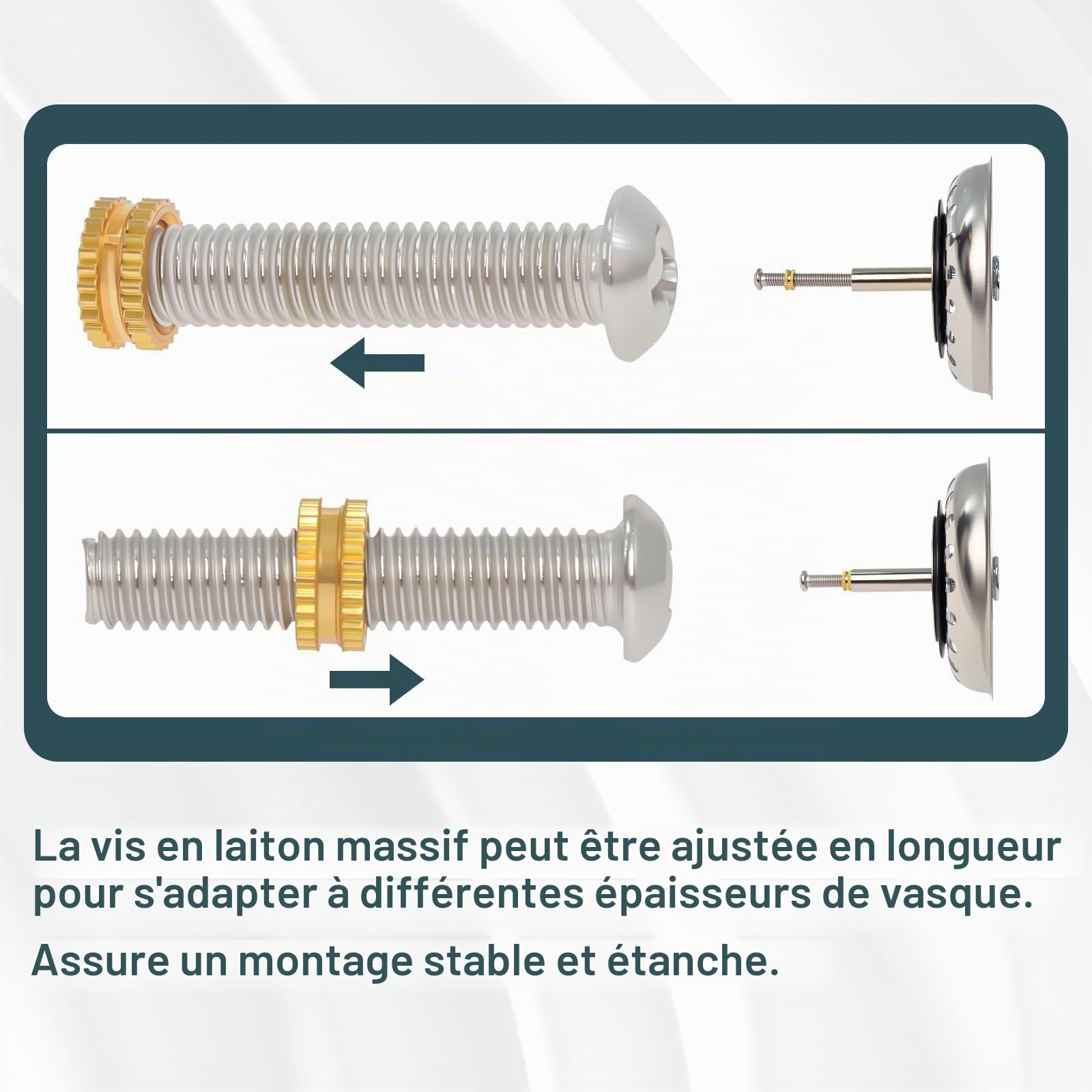 Bonde d'évier 3½" avec commande de vidange (excentrique rotatif) | Compatible avec de nombreux éviers de cuisine, pour trop-plein carré - Construction robuste et durable - Montage facile