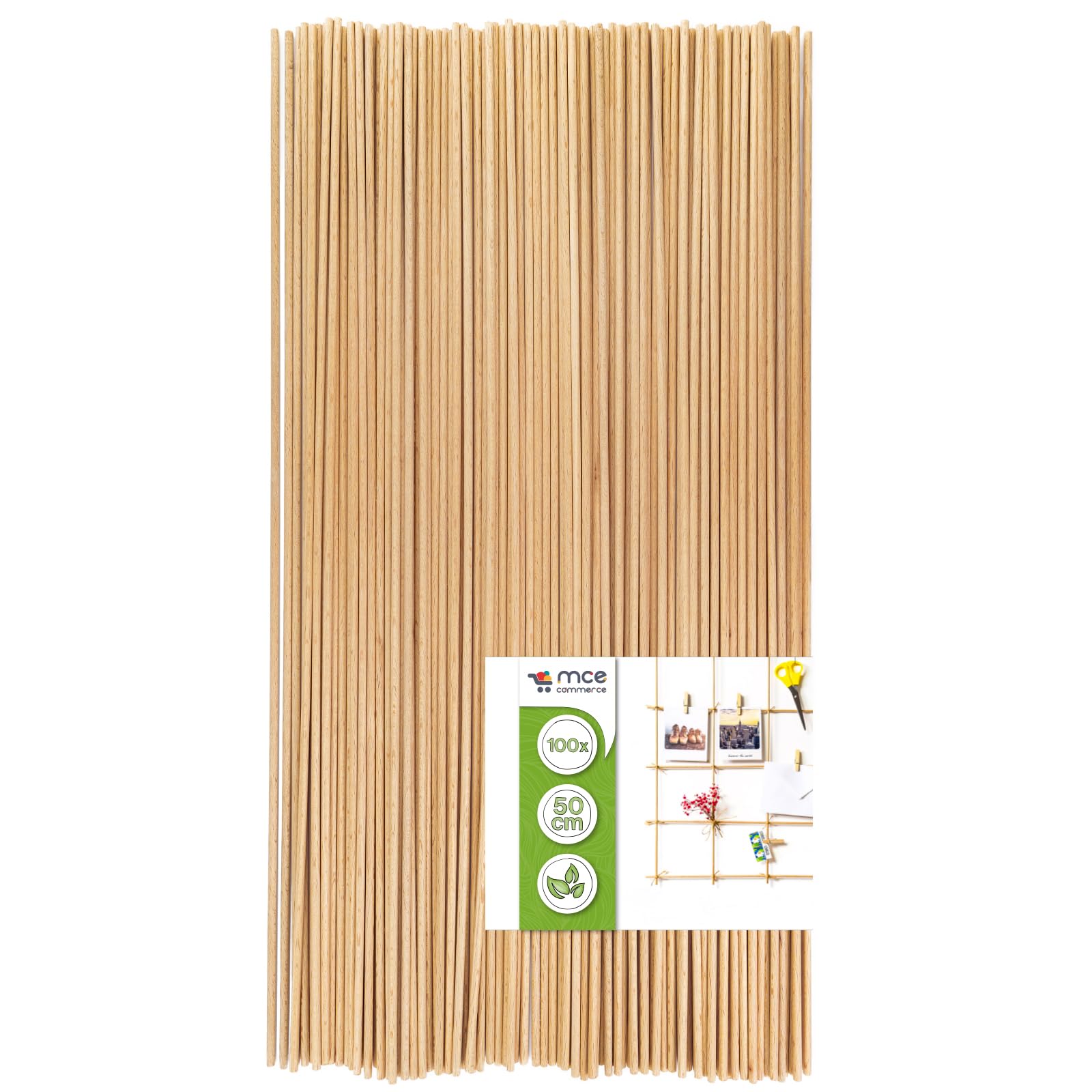Bastoncini in legno di faggio naturale, diametro 4 mm, lunghezza 50 cm, 100 pezzi, per bricolage, modellismo, artigianato fai da te