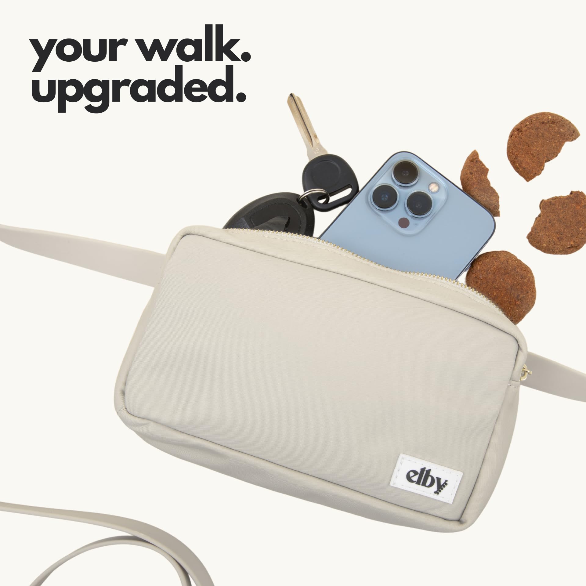 Elby, Laisse Mains Libres pour Chien avec Pochette à friandises, Laisse à bandoulière avec Sac Banane, Sac de Marche pour Dressage d'animaux de Compagnie, Accessoires et Essentiels pour Chiens de