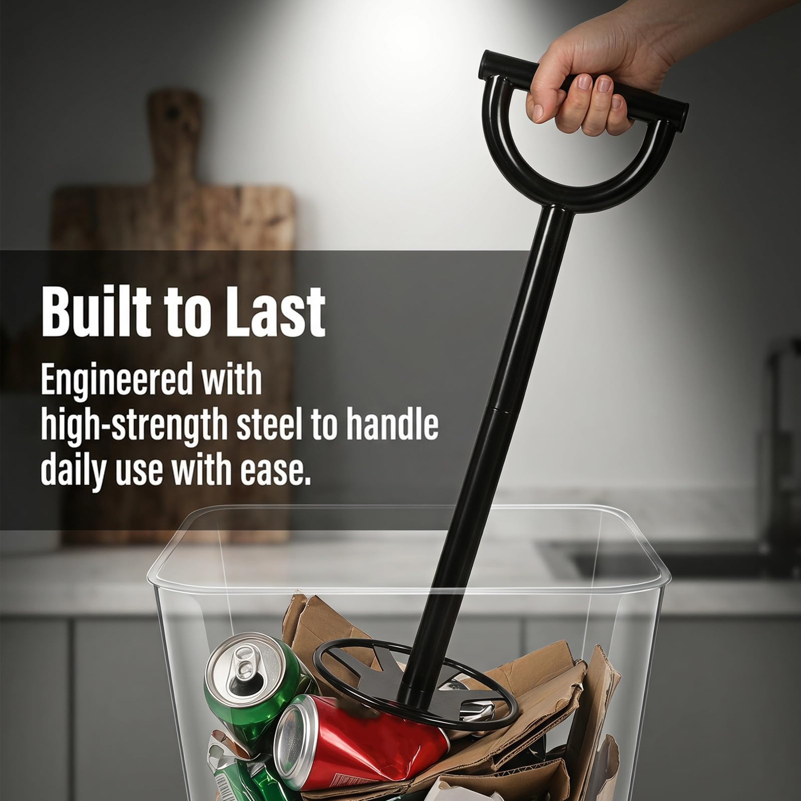 Compactador Ergonómico Manual Mango de Basura Negro para Cocina