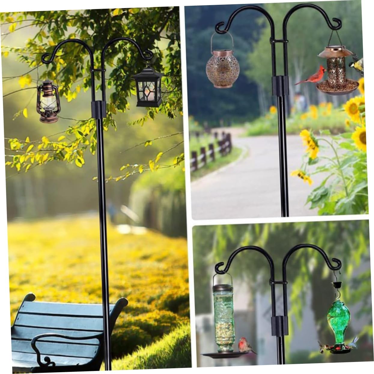 BESPORTBLE Ground Shepherd Hook Hanging Solar Lights Garden Plant Hanger Vintage Design Height for Outdoor Decor and Lanterns