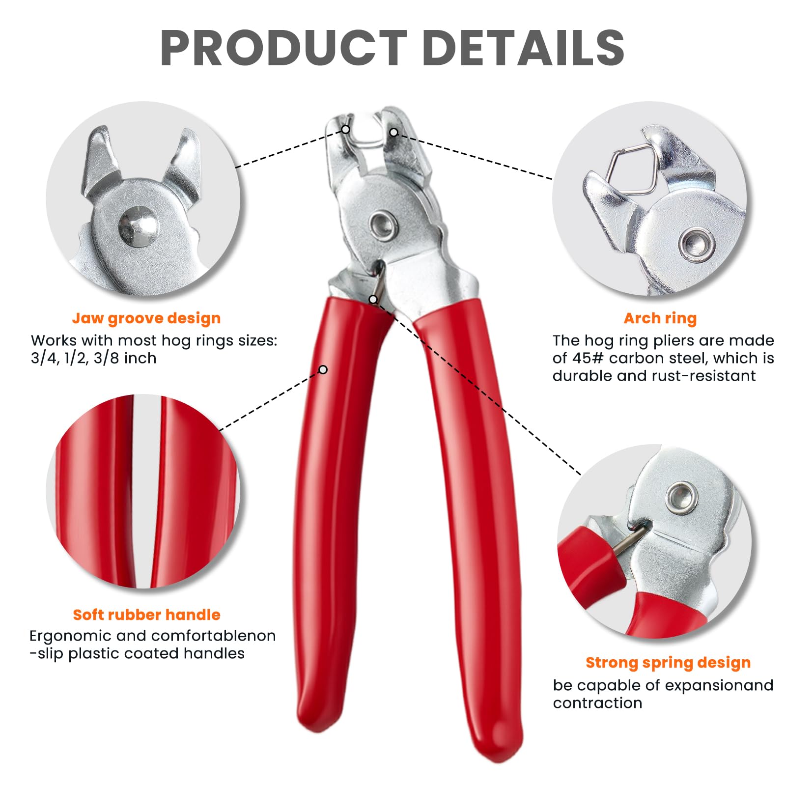 Hog Ring Pliers,Professional upholstery Hog Rings Pliers Kit,Auto Upholstery Installation Tool for Fence,animal pet cages,railings,wires,Ropes,sausage and Meat Casings(Bent Hog Ring Plier)