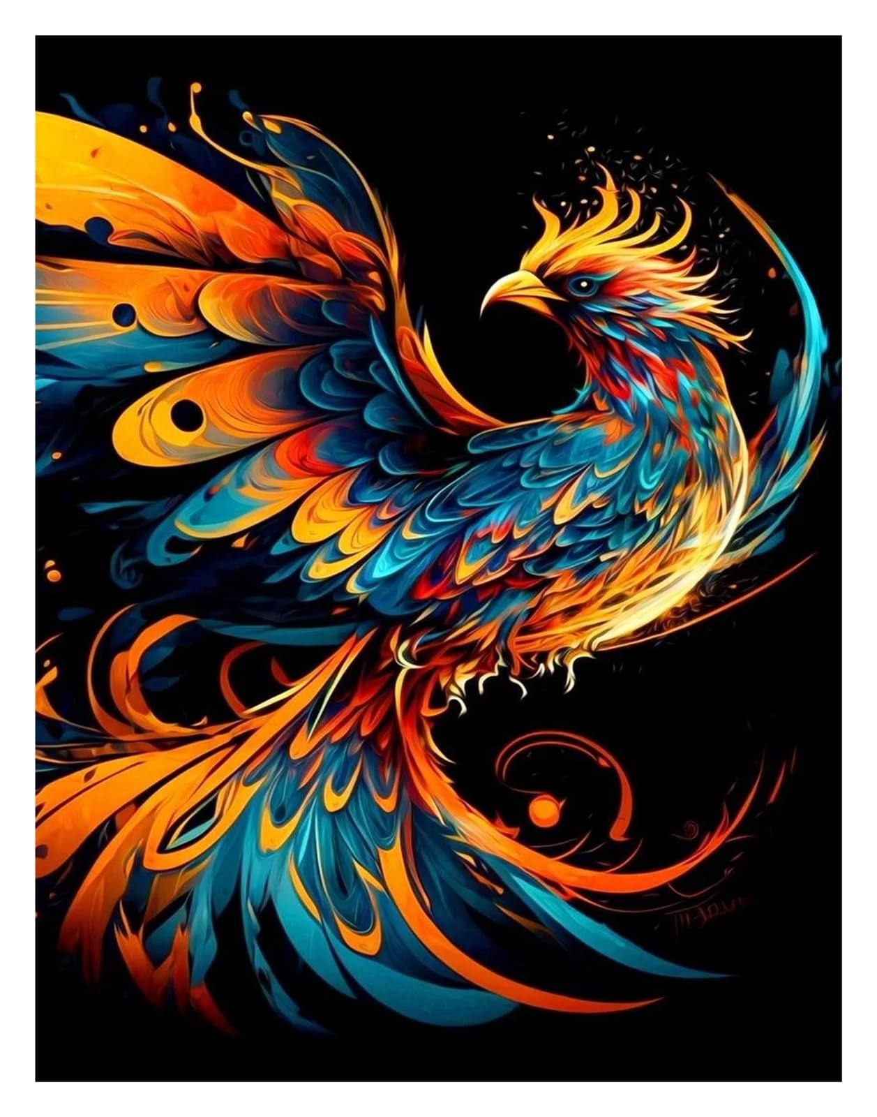 Peinture sur toile abstraite pour habiller un mur vide avec un phoenix moderne