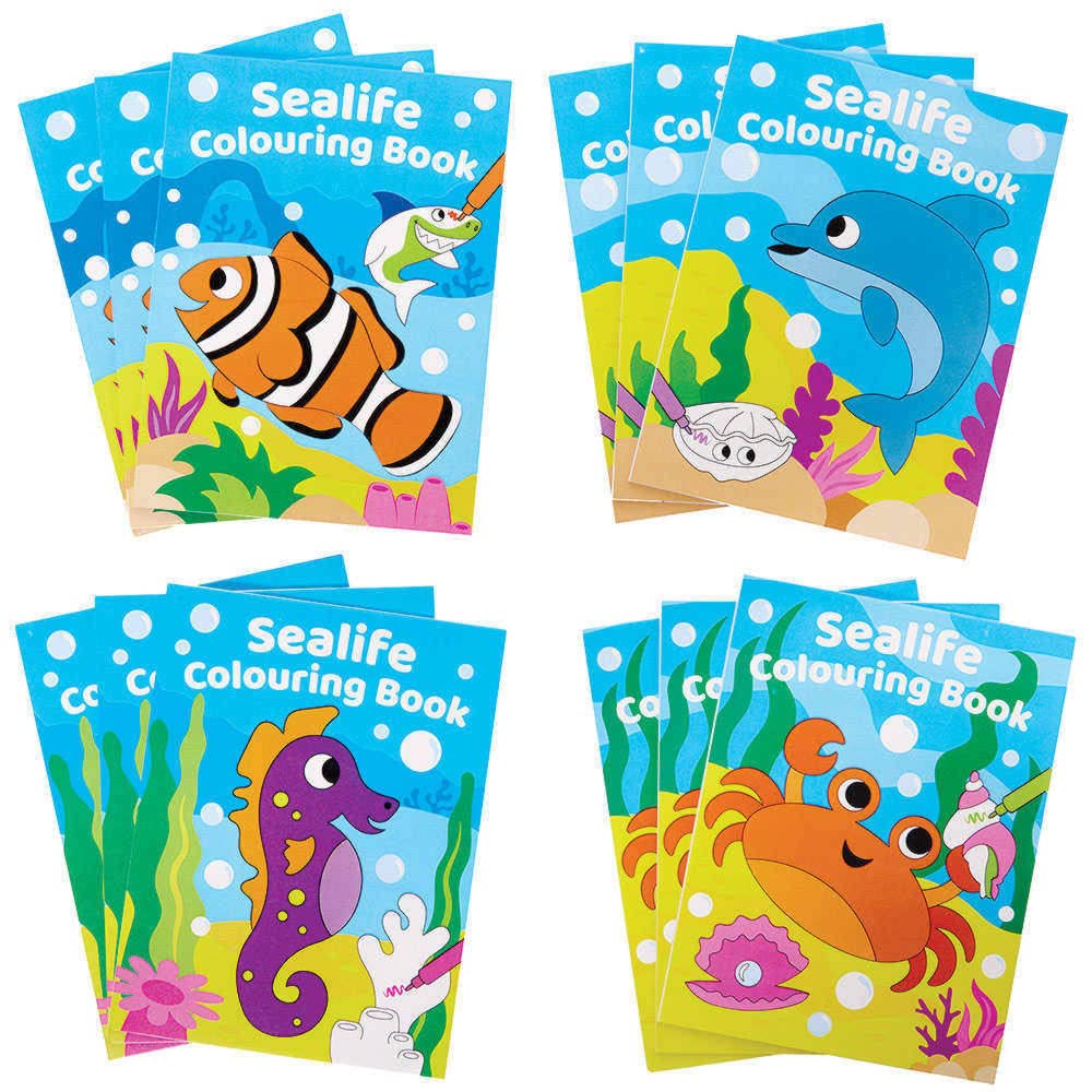 Baker Ross Mini Livre de Coloriage Vie Marine - Lot de 12, Activites pour Enfants