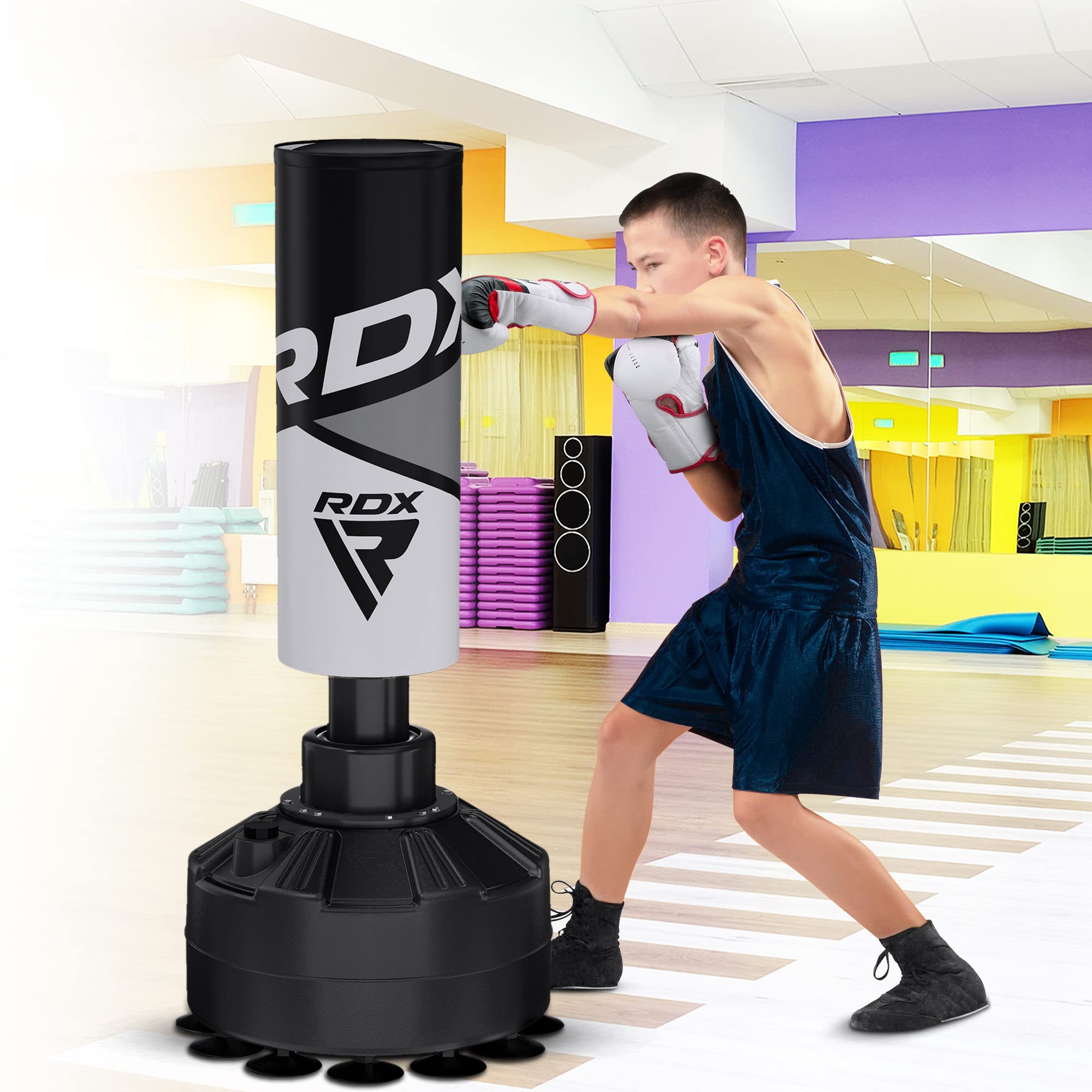 RDX Kinder Freistehender Boxsack 4ft Junior Standboxsäcke Trainingshandschuhe, MMA, Kickboxen,Boxen, Kampfsport, Muay Thai, Boxpartner, Punchingsäcke, Tumbler Boxsäcke Saugfuß