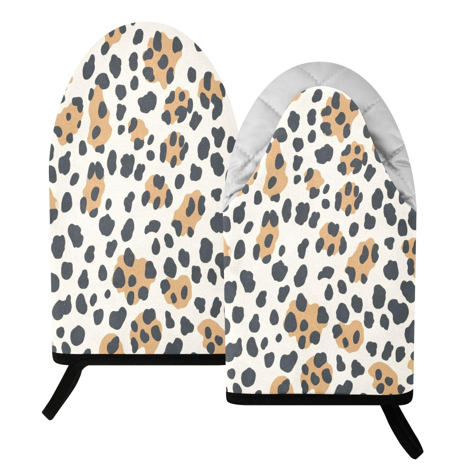 BURSTDDY Leopard Print Oven Mitt,Heat Resistant Kitchen Mitts for Cooking