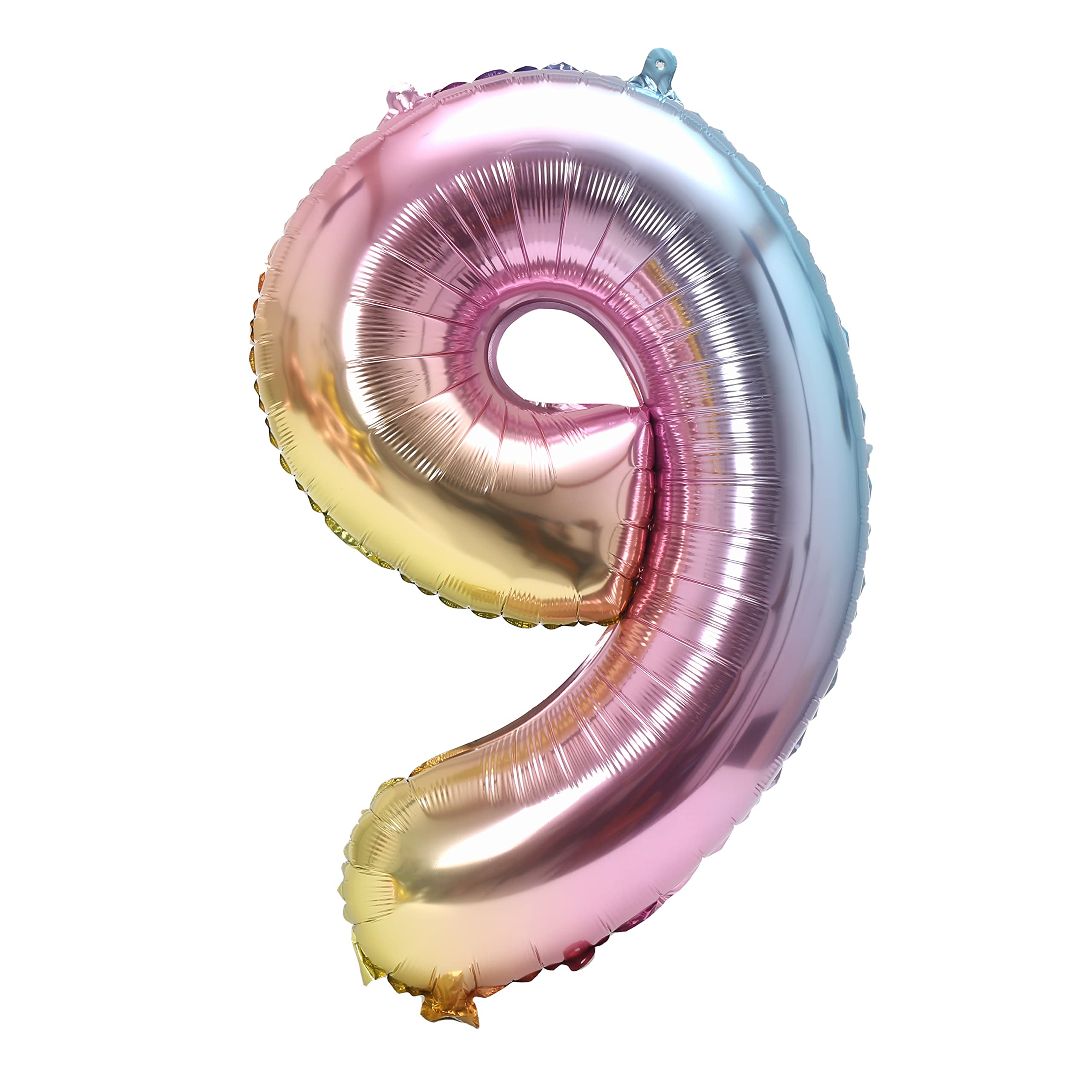 YPSelected 32 Inch Large Foil Helium Number Balloon Birthday Wedding Party 0-9 (Rainbow, 9)