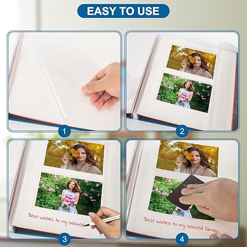 Miniatura 9 de AIOR Álbum de fotos autoadhesivo para fotos de 4 x 6, 5 x 7, 6 x 8, 8 x 10 pulgadas, álbum de recortes de fotos de lino de tapa dura, 40 páginas con