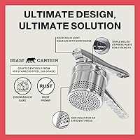 Vista 4 de Ricer de patatas - Ricer para puré de patatas, hecho de acero inoxidable 18/8, para hacer puré de patatas y arroz de coliflor esponjoso y suave