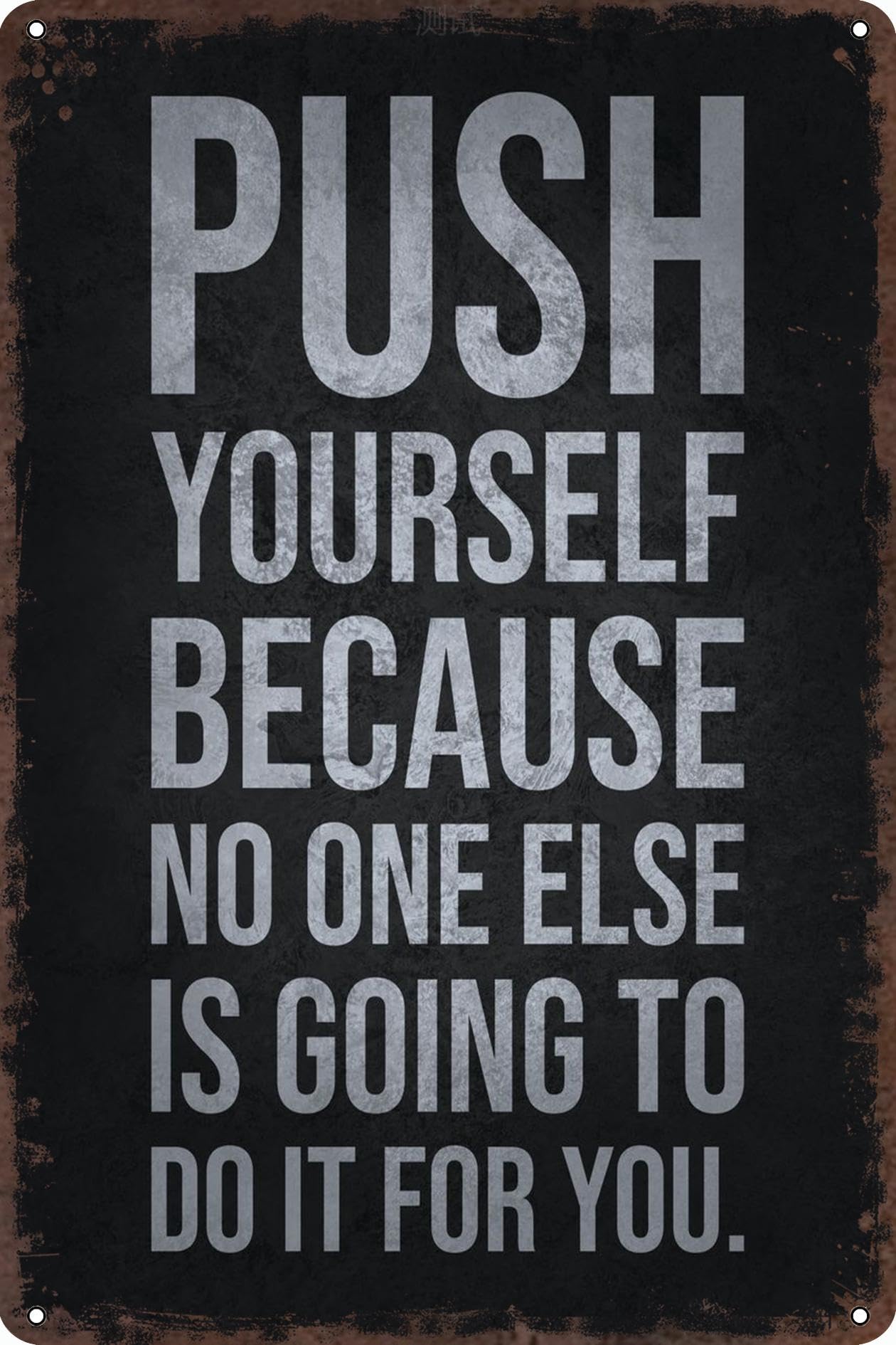 Push Yourself Retro Tin Sign for Workout Room Decor Home Gym Decor Motivational Wall Art 8 X 12 Inch