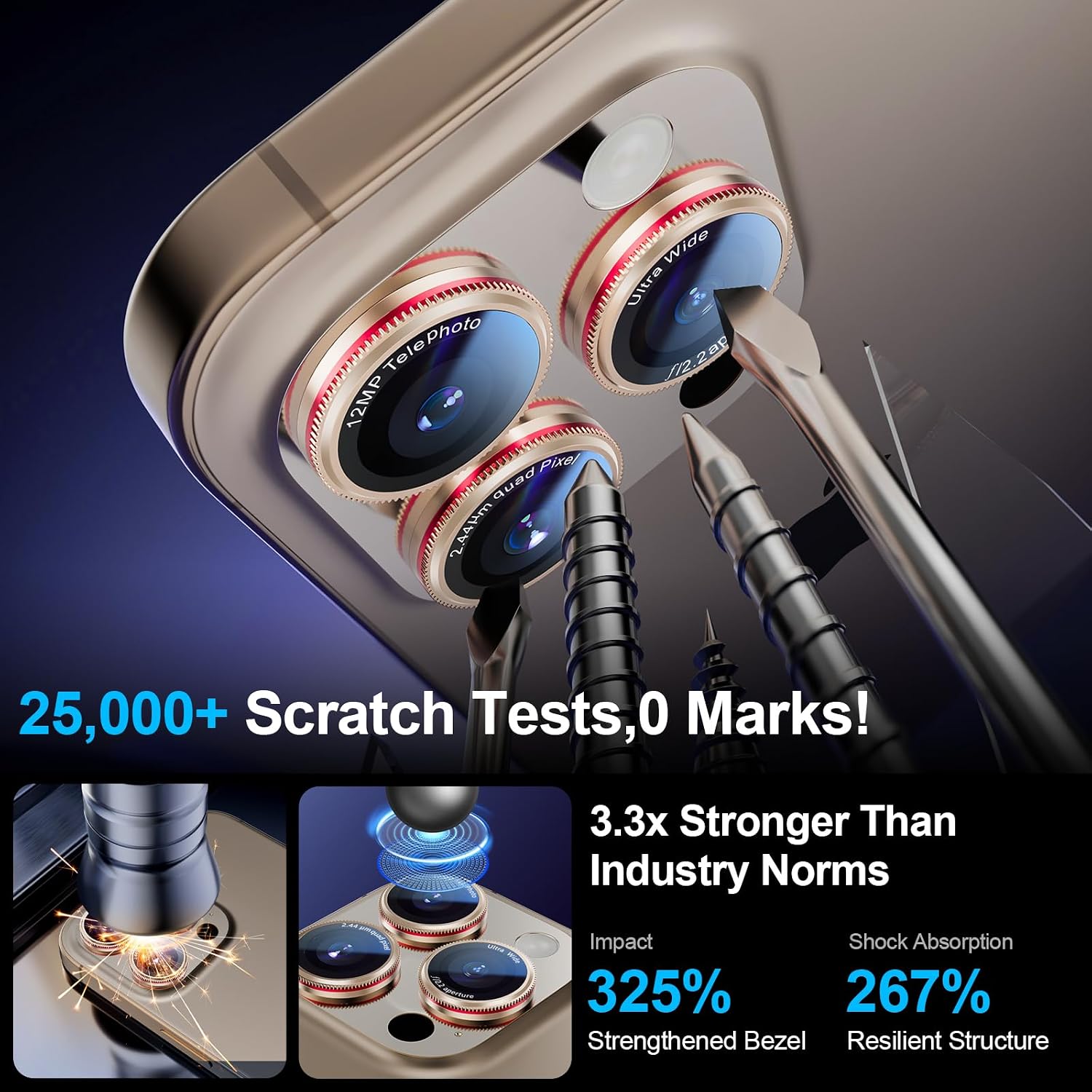 X-it 2-Pack Camera Lens Protector for iPhone 17/16/15/14 Pro Max&17/16/15/14 Pro, [Shatterproof & Impact Resistant] 9H High-Alumina Tempered Glass, Anti-Scratch, Dustproof, Strong Adsorption, Case Friendly, Ultra HD Clear