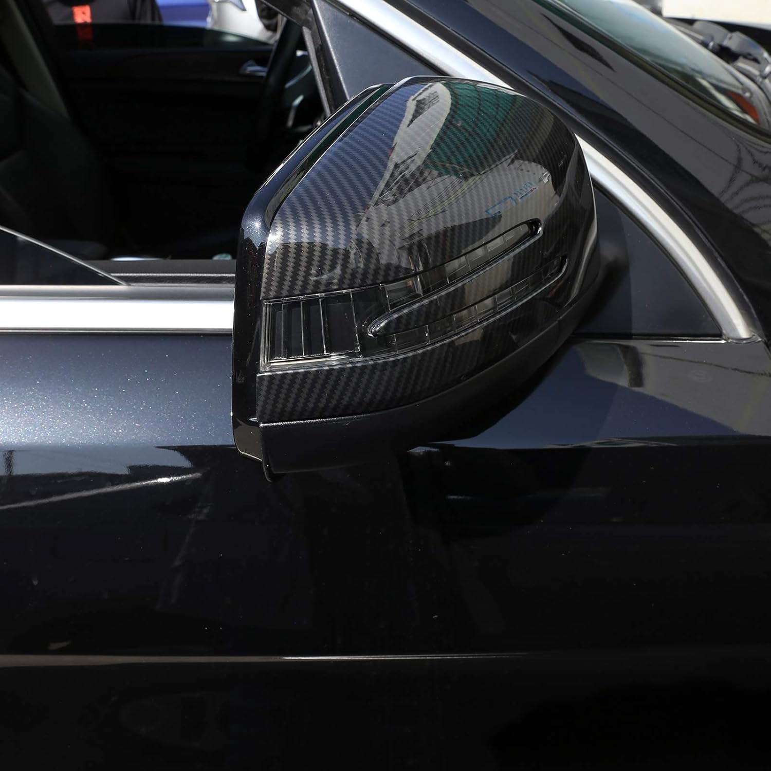 PIUGILH ABS Carbon Fiber Pattern Rearview Mirror Cover Side Mirror Protector Exterior Decoration for Mercedes Benz G Class GL GLE GLS ML W461 X166 W166 2013-2018