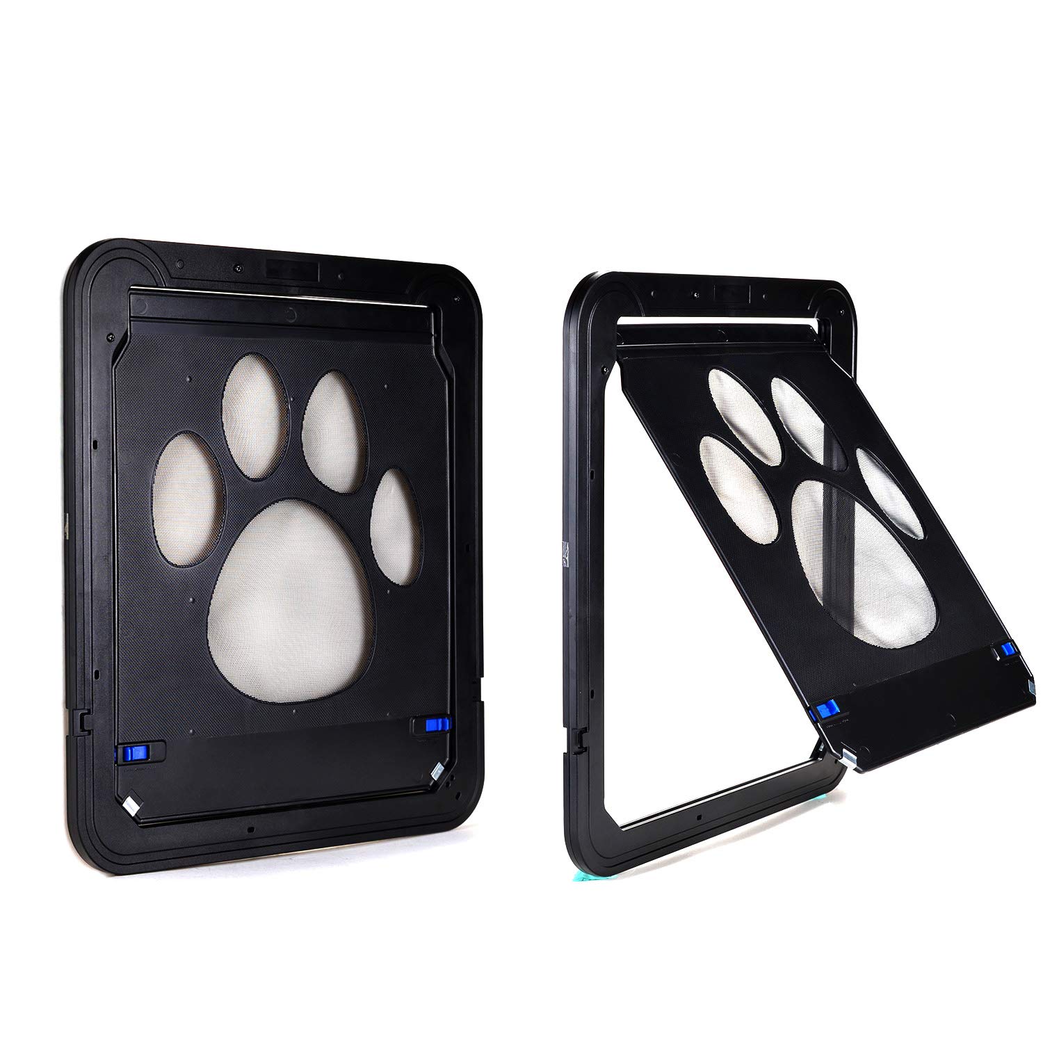Ownpets Hundeklappe, Magnetische Hundetür mit automatische verschließbare Fliegengitter, Haustierklappe Schwarz, für Hunde & Katze, Innenmaße 36x30,5x1,25, Groß