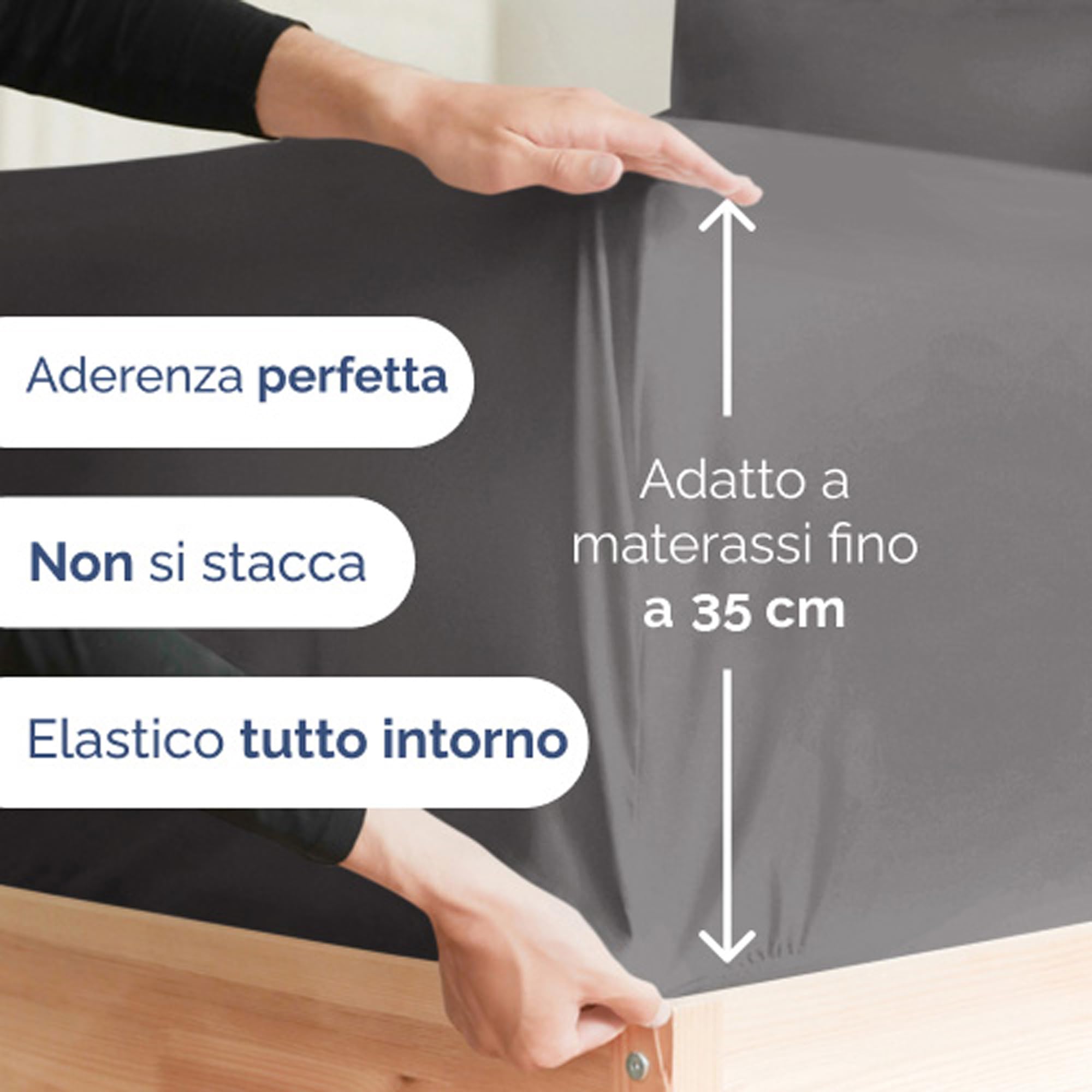 Set lenzuola singolo 4 pezzi – lenzuolo con angoli 90x190cm, lenzuolo piano 170x240 cm e 2 federe 50x80cm – adatto a materassi fino a 35 cm – morbida microfibra di poliestere, OEKO-TEX, Grigio scuro