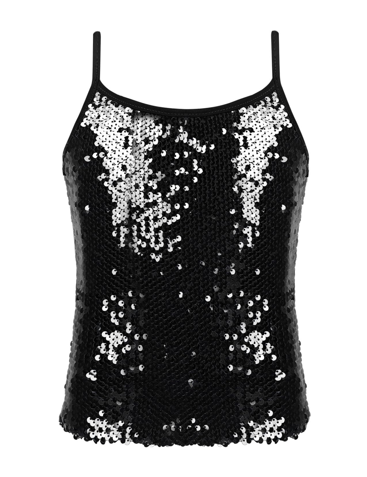 Kids Girls Shiny Sequins Camisole Tank Top Jazz Latin Ballet Dance Crop Top Stage Performance Vest Tops