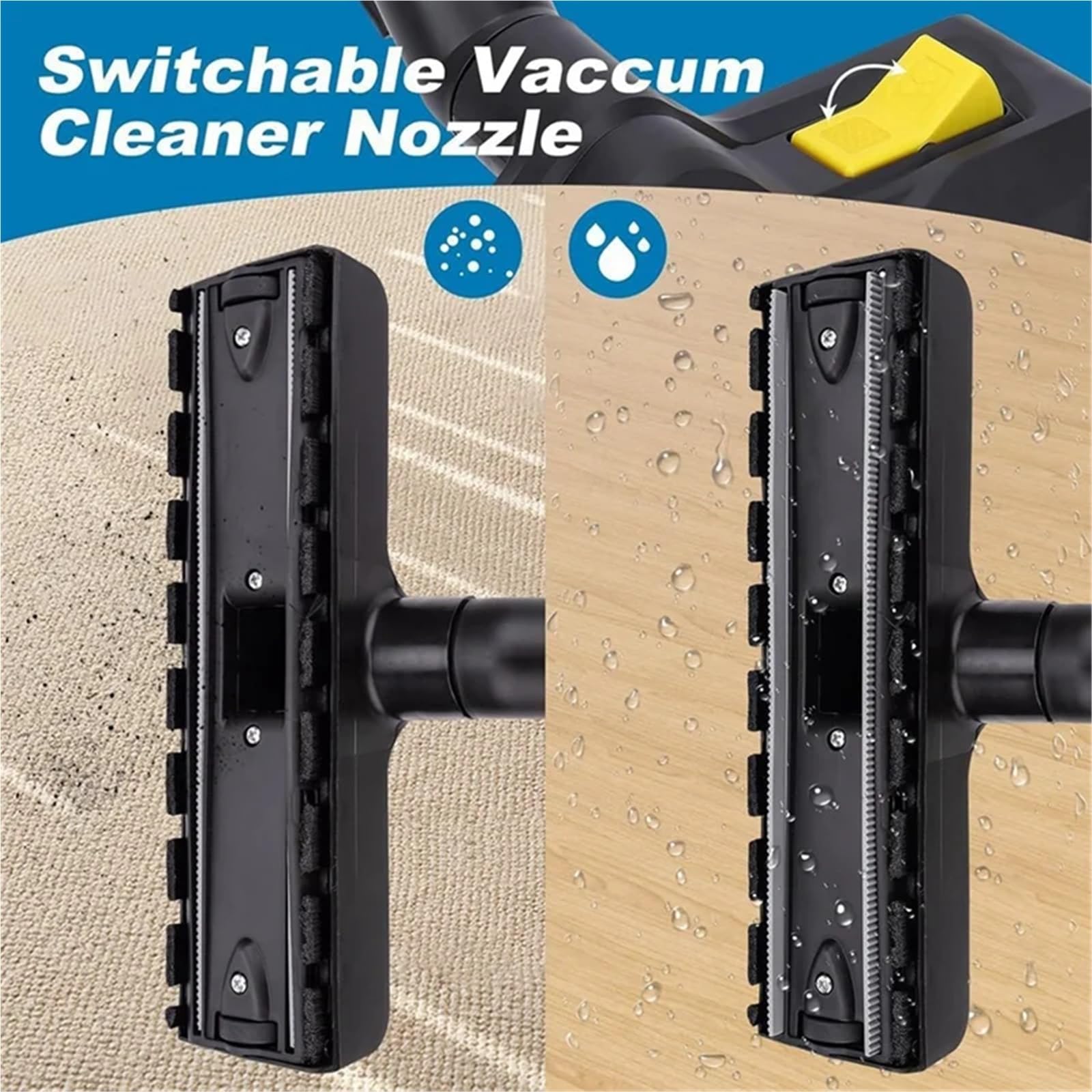 Cepillo de Boquilla de Suelo Universal Compatible con aspiradora Karcher Thoma Henry Hoover 32/35mm conmutable Dry/Wet-CLIM