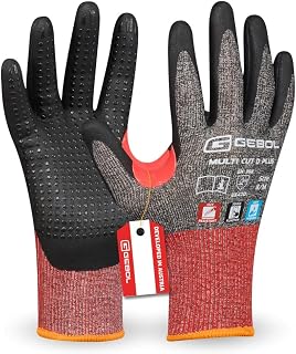 Gebol Multi Cut D Plus | dünner Schnittschutzhandschuh mit weicher Noppen Beschichtung | Schutzhandschuh | Arbeitshandschuh Touch-fähig, waschbar, nachhaltig | Damen & Herren | Gr. XS - 3XL | 1 Paar