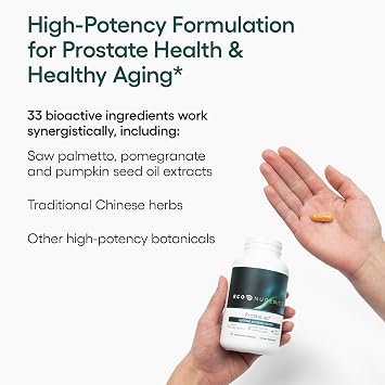 EcoNugenics ProstaCaid Prostate Health Supplement for Men with Saw Palmetto Extract, Berberine, Turmeric BCM-95 Circumin, Quercetin, DIM, Mushrooms Helps w/Detox, Immune Support 120 Capsules