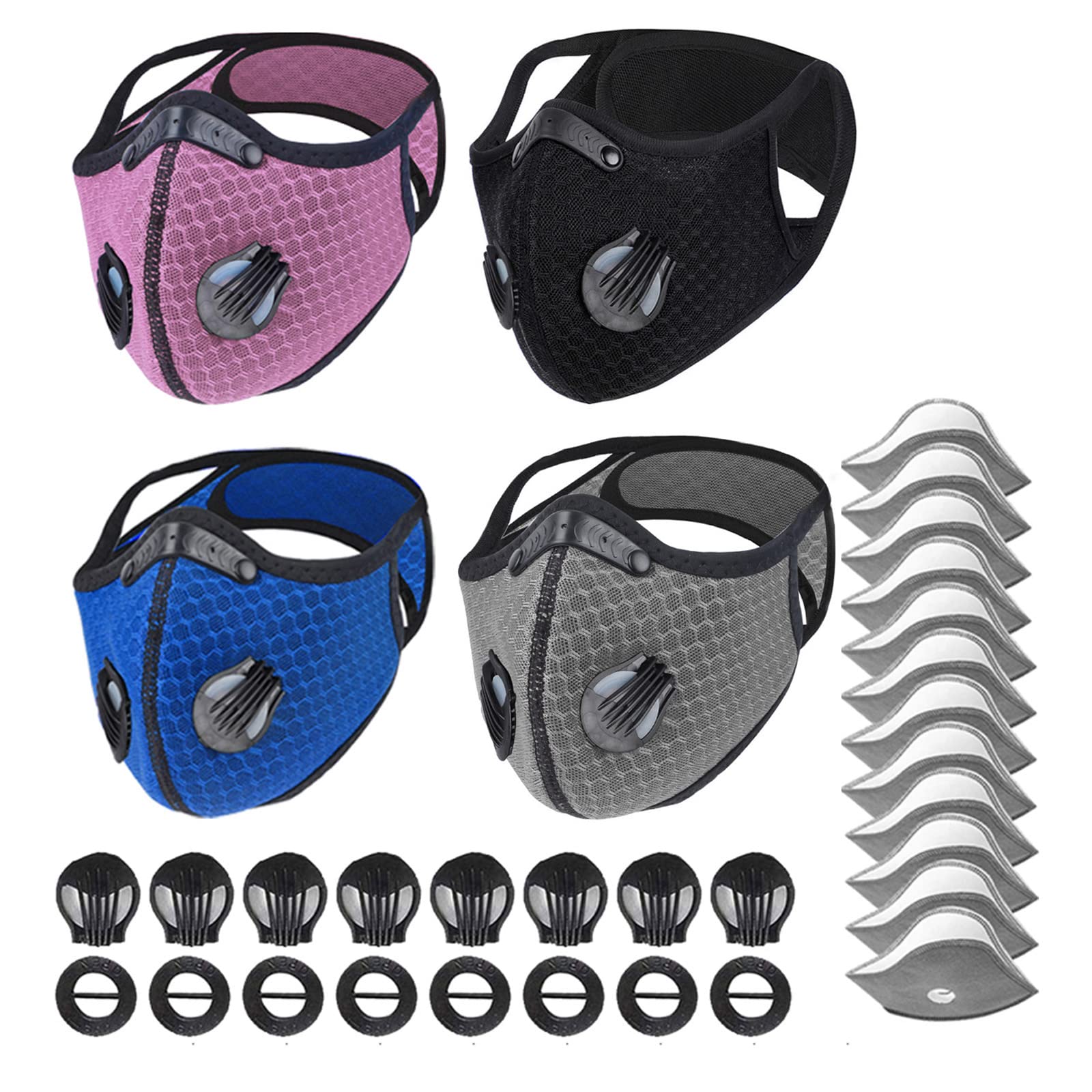 Iriscoco Dust Masks Veil Reusable Carbon Activated Filters Black Cloth Face mask Carbon Filter face mask