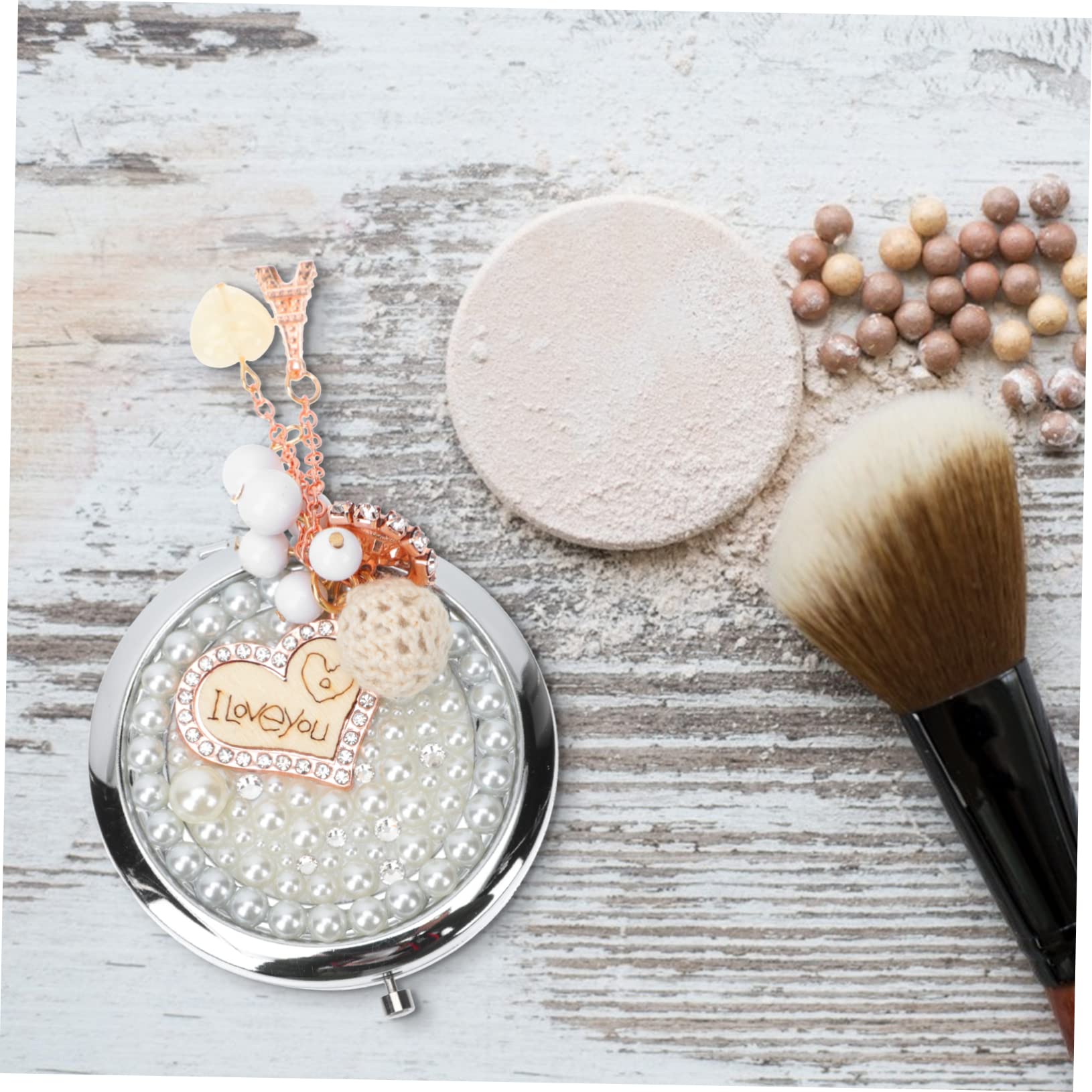 FOMIYES 3stücke Runder Kompaktspiegel Mit Quaste Und Herzdesign Tragbarer Vergrößerungsspiegel Für Makeup Für Reisen Und Unterwegs Perfektes Für Frauen Zu Besonderen Anlässen
