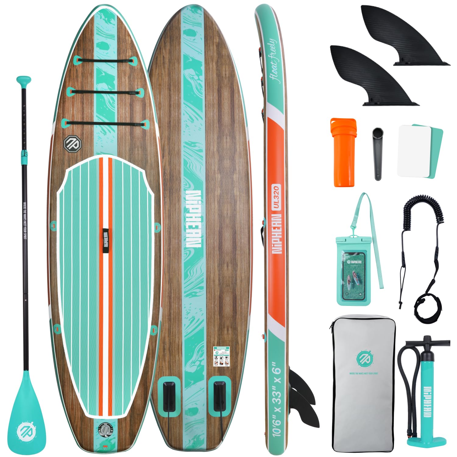 Niphean 320cm Stand Up Paddling Board, Ultraleicht SUP Board mit SUP Zubehör, Rutschfestem Deck, Tragbares Lite Paddle Board Ultimative Stabilität für Jugendliche&Erwachsene Langstreckenabenteuer