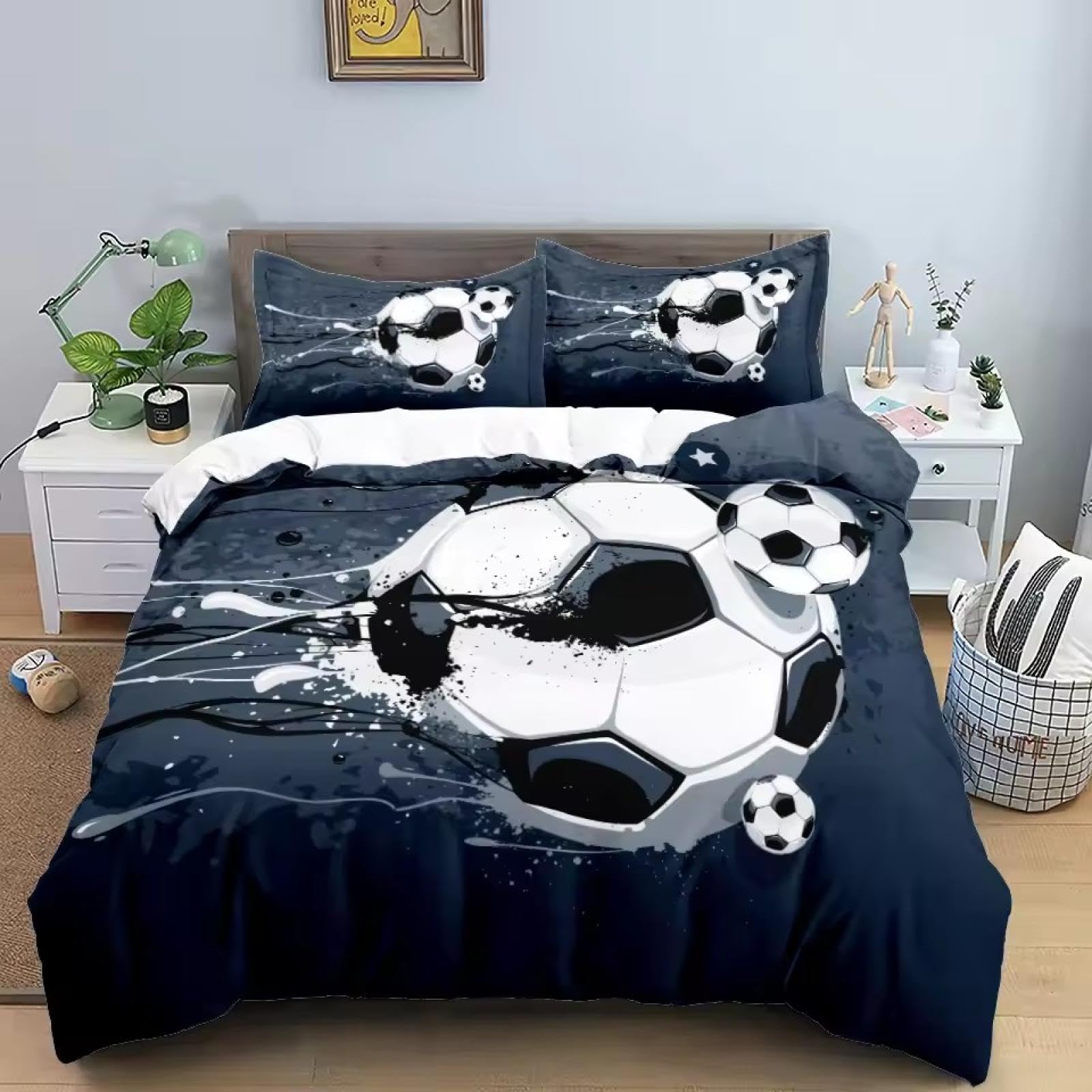 Parure de lit football housse de couette style scandinave anti-décoloration