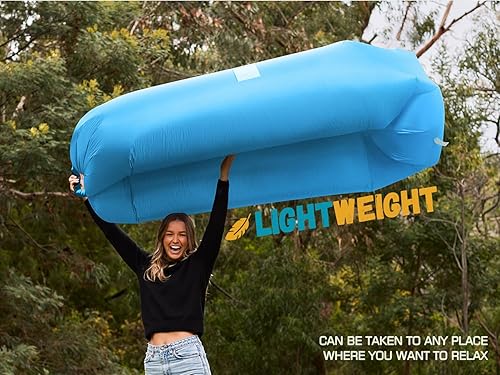 Miniatura 66 de WEKAPO Tumbona inflable, sofá de aire, hamaca, portátil, impermeable y a prueba de fugas, ideal para patio trasero, playa, viajes, camping, picnic