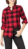 Amazon Essentials Womens Regular-Fit Long-Sleeve Lightweight Plaid Flannel Shirt X-Large Red Buffalo Check