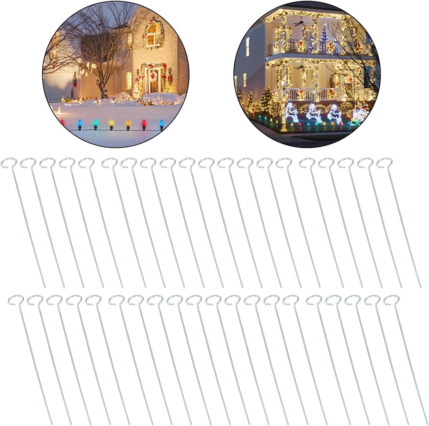 60lots Metal Yard Stakes for Christmas Decorations Weather and Long Permanent for Constant Use Light Post Holders