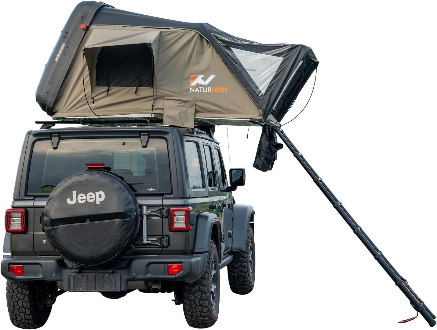Naturnest Rooftop Tent Hard Shell for Outdoor Camping, Pop Up Roof Top Tent with Mattress, LED Strip, Ladder, Nature Nest Roof Top Tent for Pickup Truck, Jeep, SUV