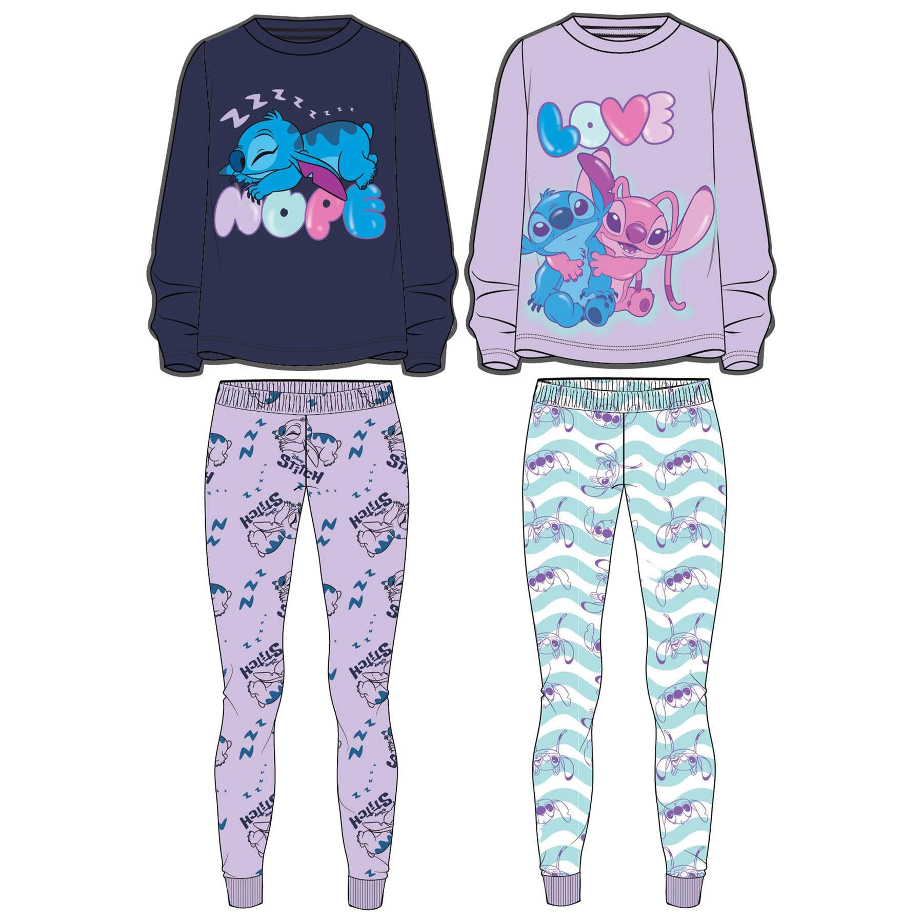 Disney Stitch - Conjunto de pijama para niños, tallas de 13 a 14 años, Diseño de puntada, 13-14 años