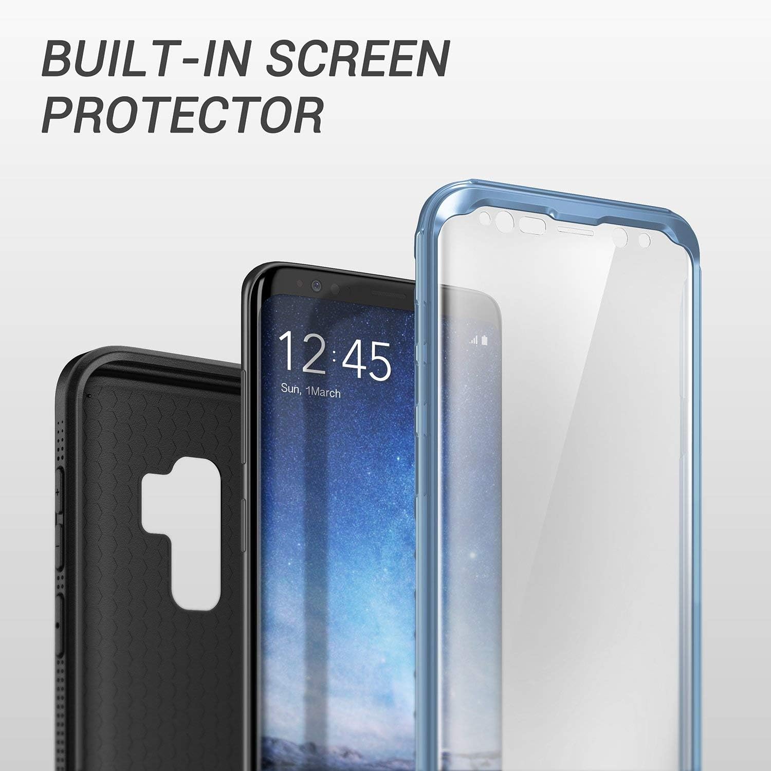 YOUMAKER Galaxy S9+ Plus Case, Rose Gold with Built-in Screen Protector Heavy Duty Protection Shockproof Slim Fit Full Body Case Cover for Samsung Galaxy S9 Plus 6.2 inch - Blue/Black