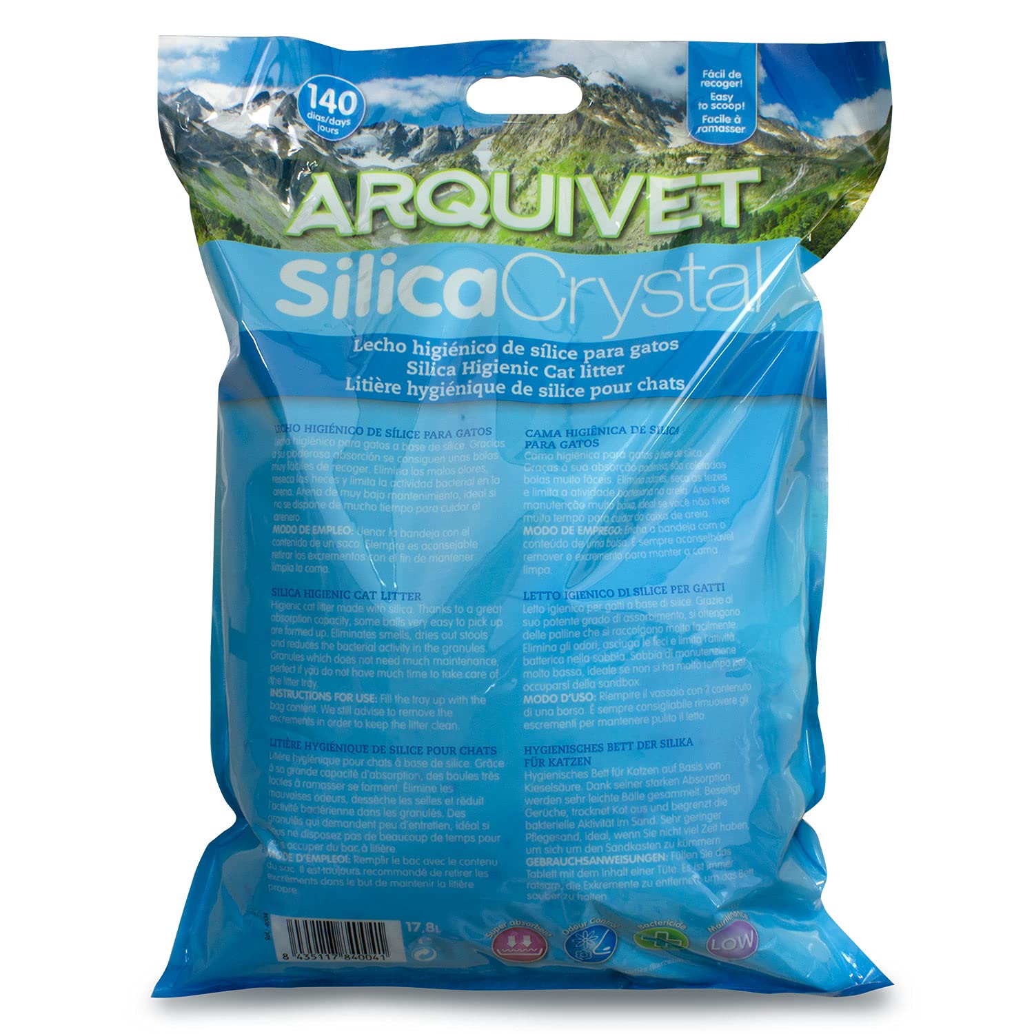 ARQUIVET Pack 2 unità - Silica Crystal - Capacità 17,8 L - Lettiera igienica per gatti, felini - Capacità assorbente - Aiuta ad eliminare odori e batteri