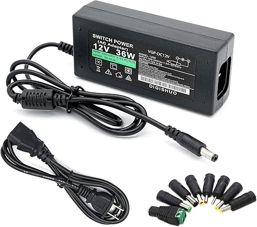 DIGISHUO Adaptador de fuente de alimentación DC 12V 3A 36W Interruptor transformador AC 110V220V a DC 12V 3amp Convertidor de conmutación