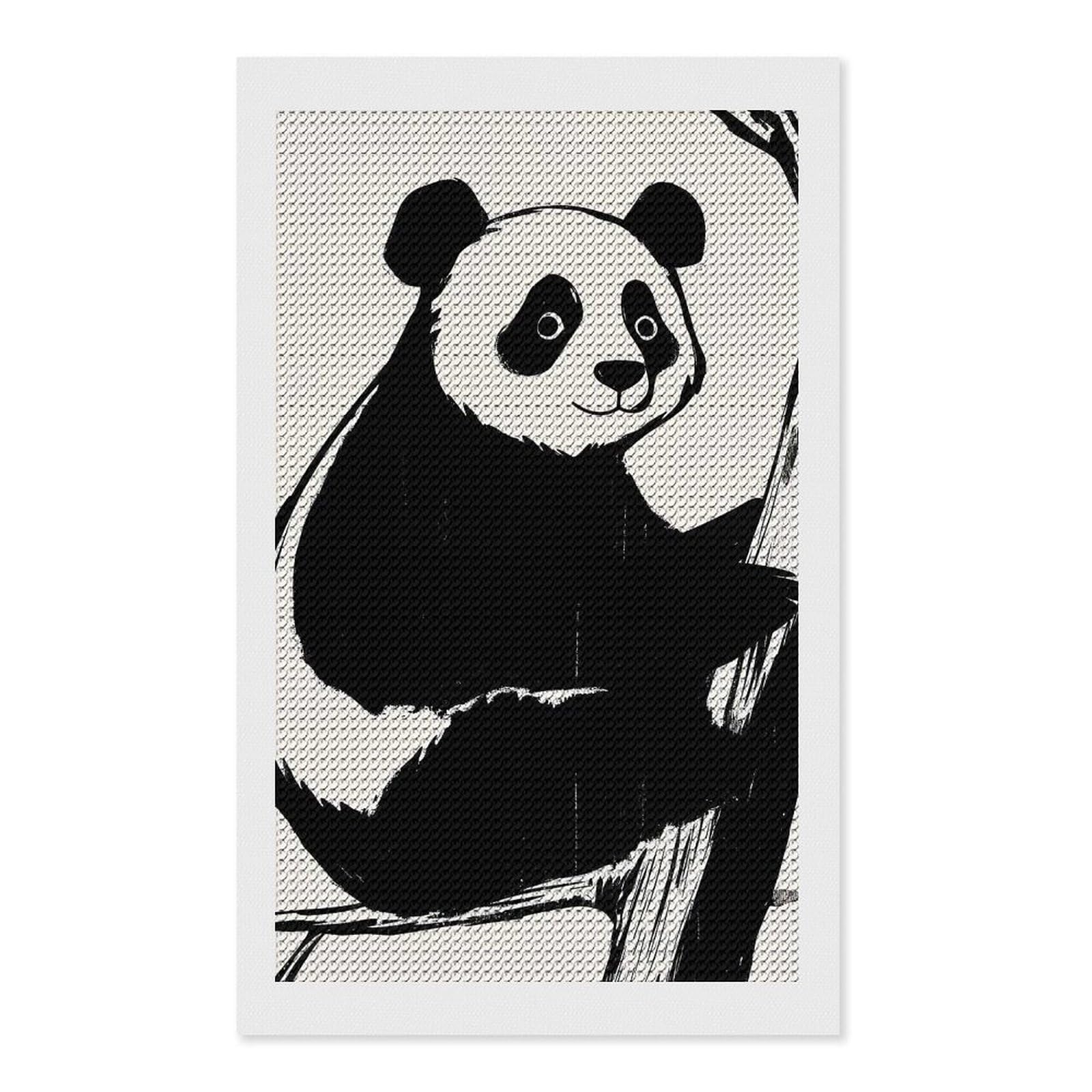 Junmoney Panda on Branch Round Drill Diamond Painting 12"x20", Satisfying Creative Project, Complete Accessories, Printed Canvas