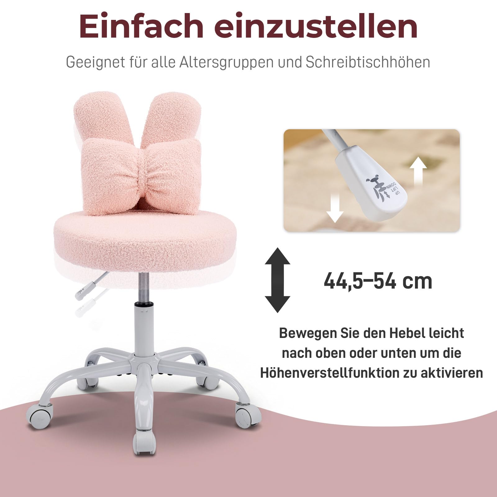 LEADZM Homeoffice Stuhl, Schminkstuhl, Kinder Schreibtischstuhl Weiß