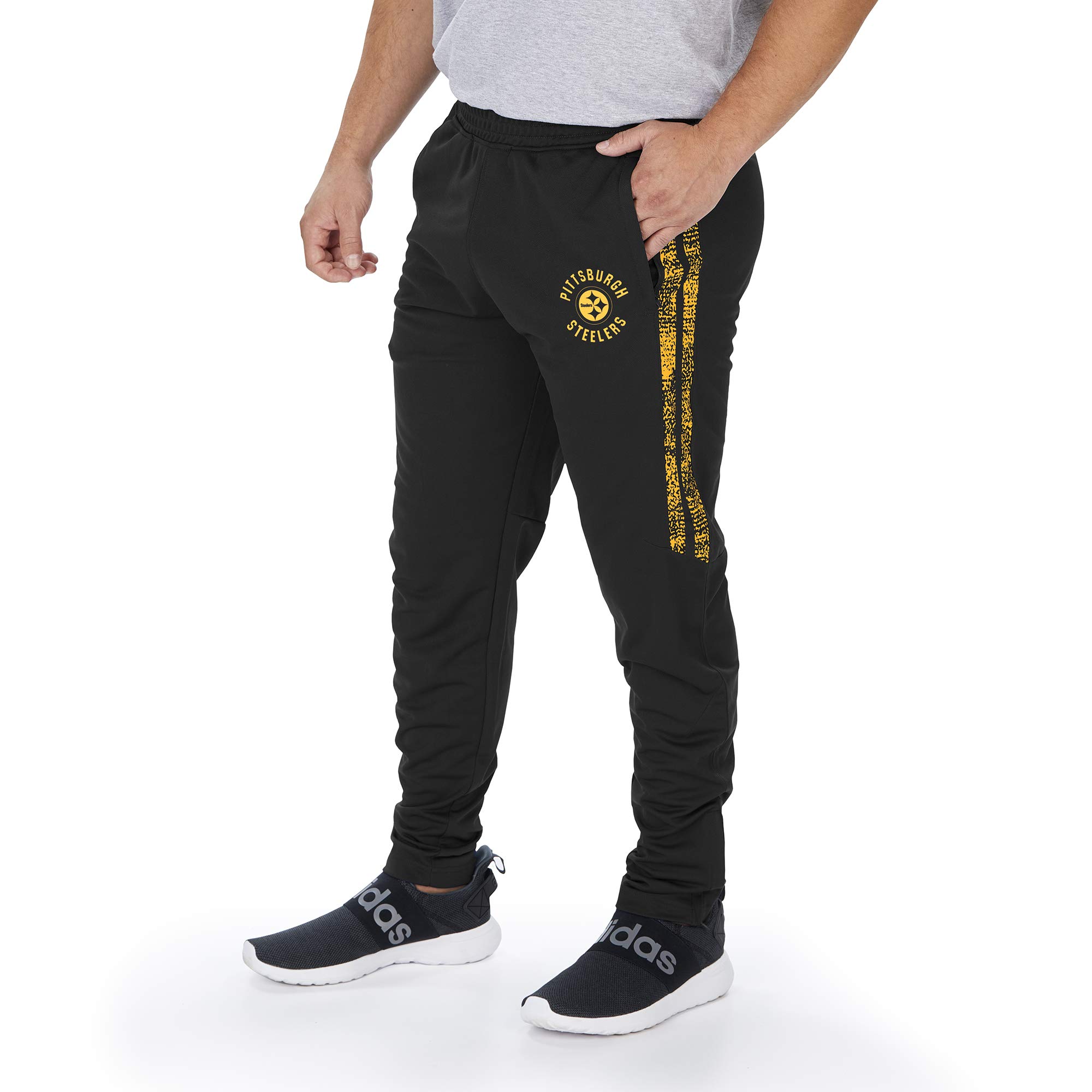 Officially Licensed Zubaz Men's NFL NFL Men's Track Pant with Full Panel, Pittsburgh Steelers, Size Medium