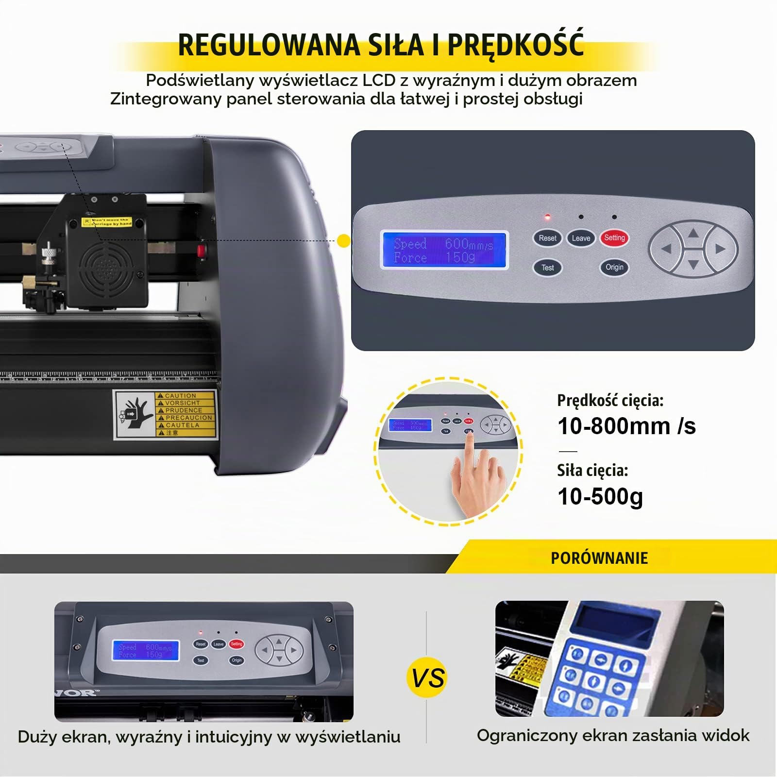 VEVOR Drukarka winylowa 375 mm, drukarka ploterowa 14", regulowana moc i prędkość, maszyna do cięcia płyt winylowych