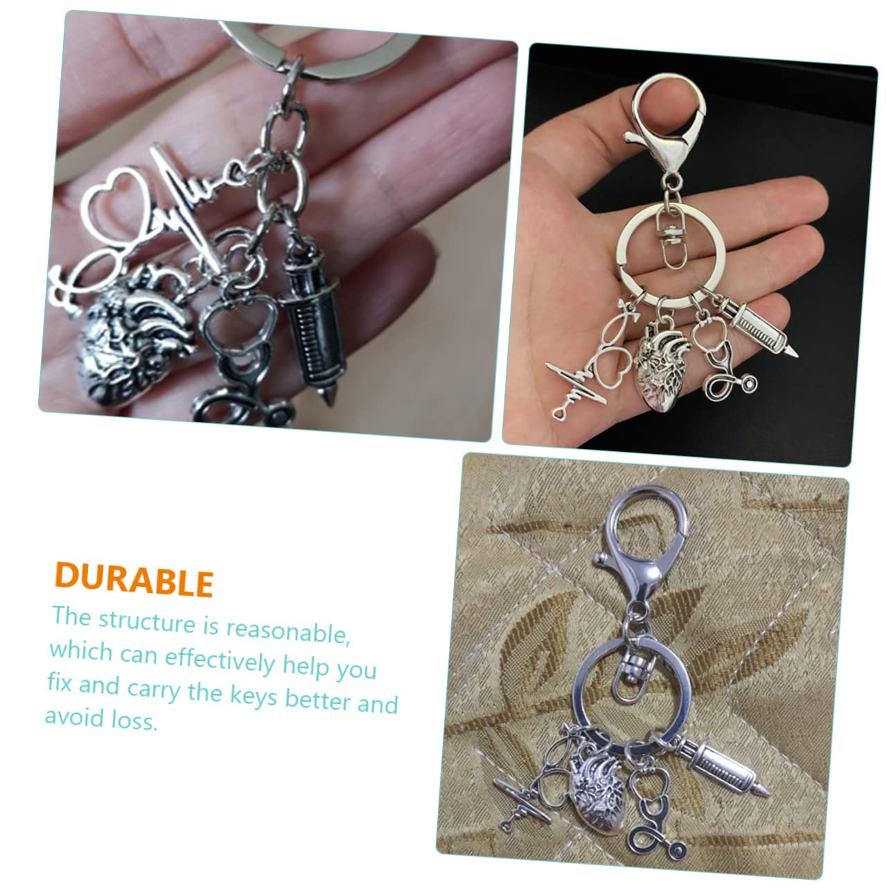GALPADA Handtaschenanhänger Aufhänger Beutel Ringe Gürtel Schlüsselanhängerhalter Bausatz Auto Kofferanhänger Bund Karte Kette Schlüsselband Zubehör Silver Metall