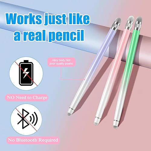 Miniatura 15 de Bopomofo 2 lápices capacitivos para pantallas táctiles, lápiz capacitivo para iPhone/iPad/tableta/Android/Microsoft Surface, compatibles