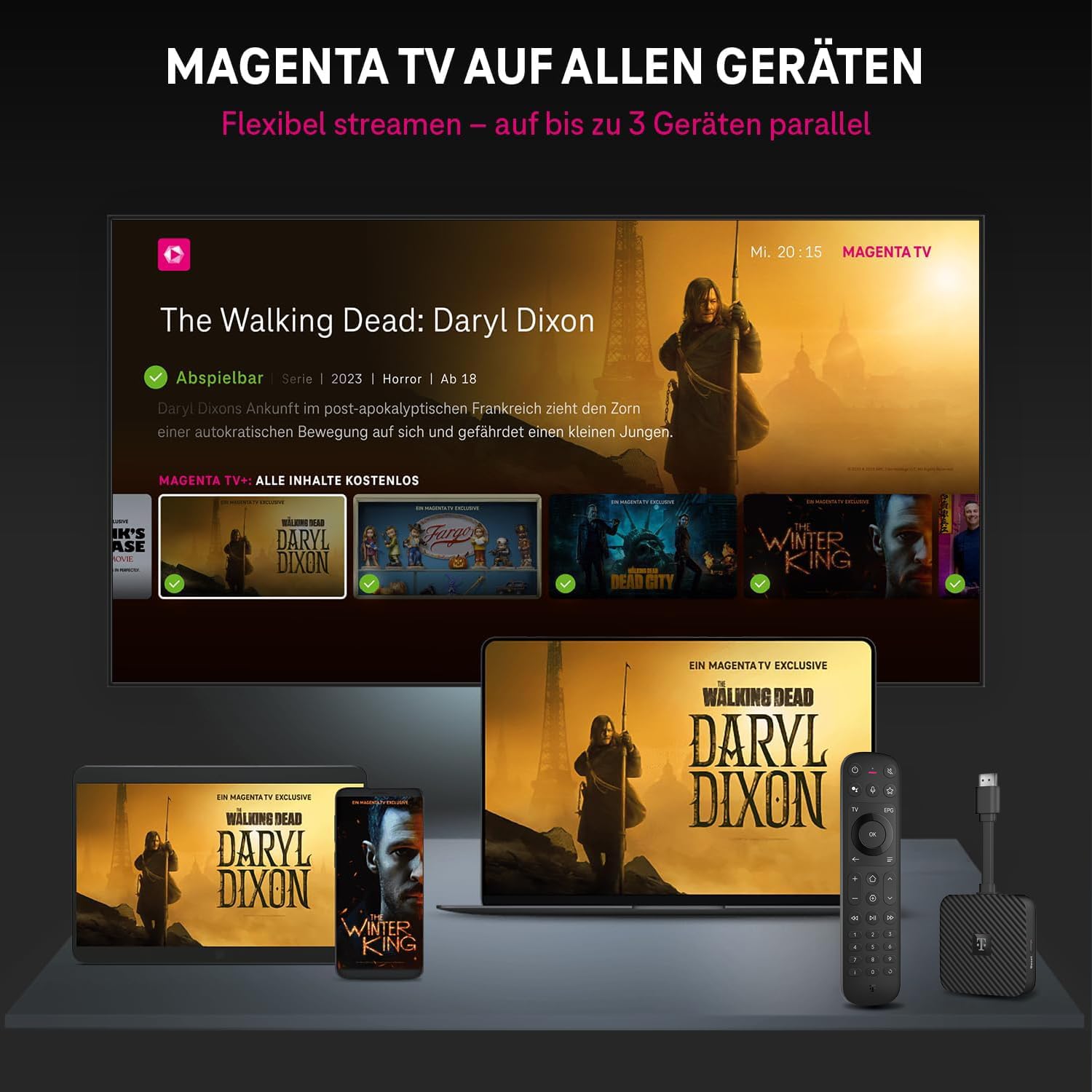 MagentaTV Stick 2. Gen. Fernsehen Streaming WLAN 160 HD-Sender 4K UHD HDR